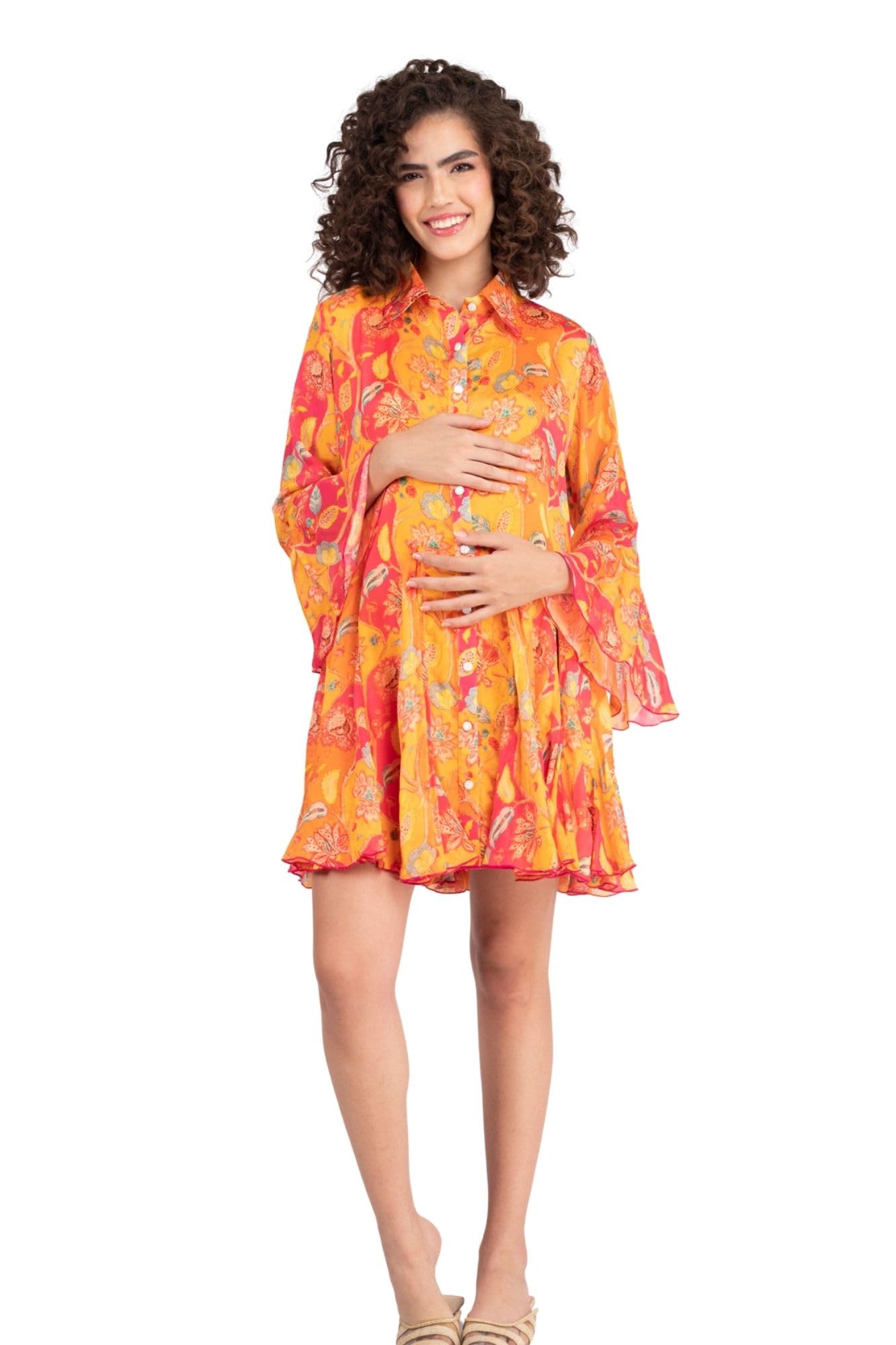 Forever Tangerine Maternity & Nursing Shirt Dress for Women-image-43