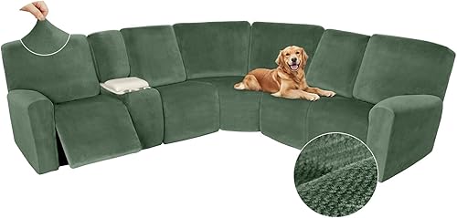 Miniatura 46 de Arfntevss Fundas de sofá seccional reclinable de terciopelo, funda de sofá seccional de esquina para sofá reclinable, funda elástica de forma L,
