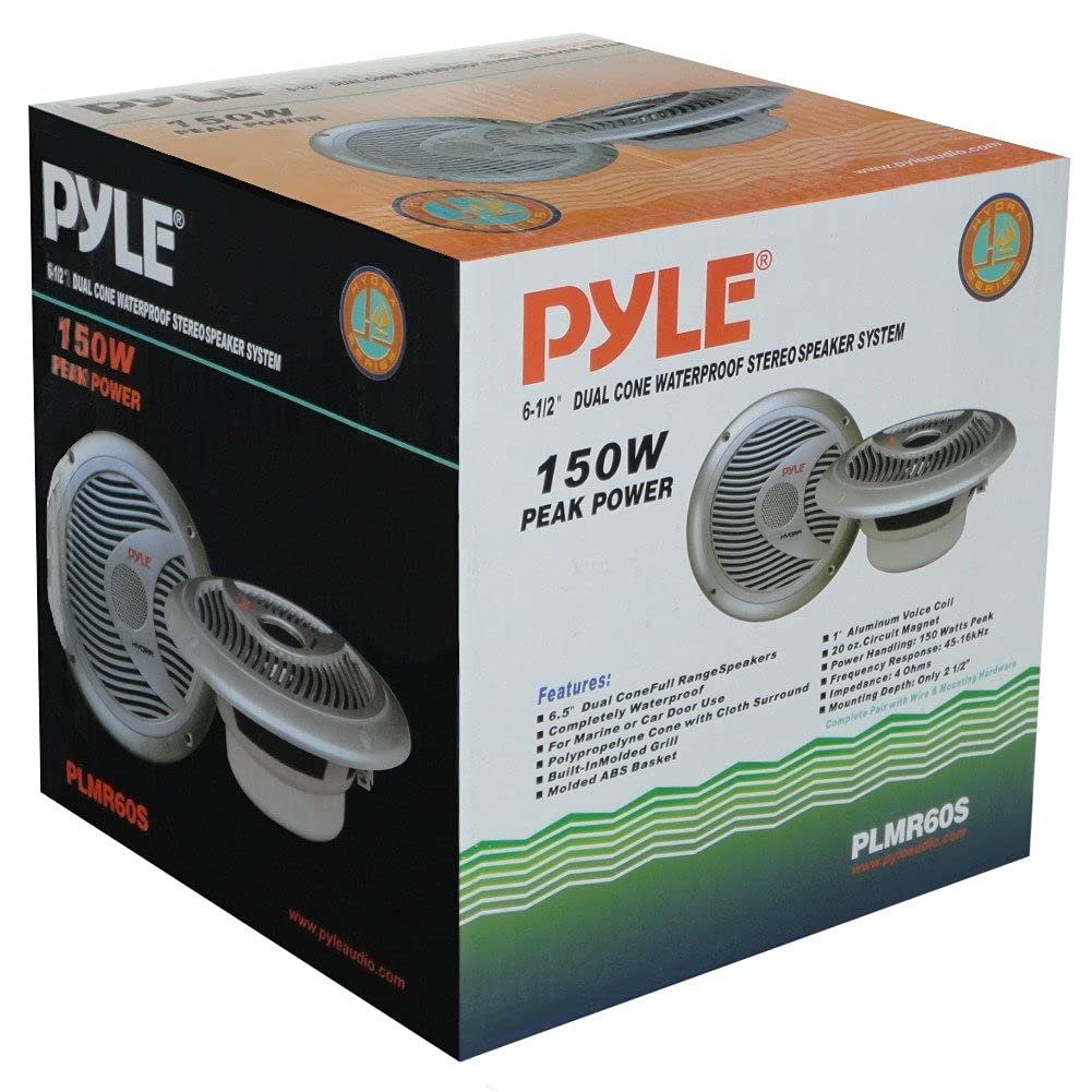 2 PYLE PLMR60S 18 cm 180 mm altavoces de doble cono plata impermeable piscina de mar barco hotel restaurante 75 watt rms 150 watt max, par