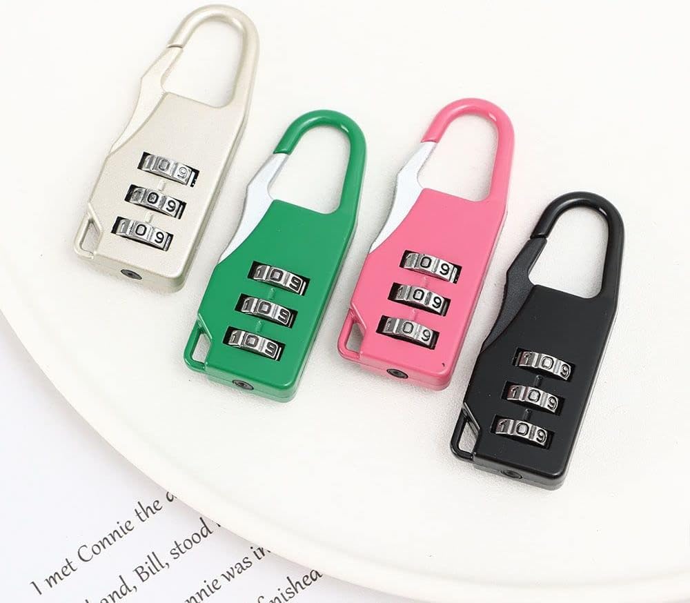 Code Baggage Lock of Gym Bags Padlock 3 Digit Combination Lock Password Locks Zipper Padlock(Black)