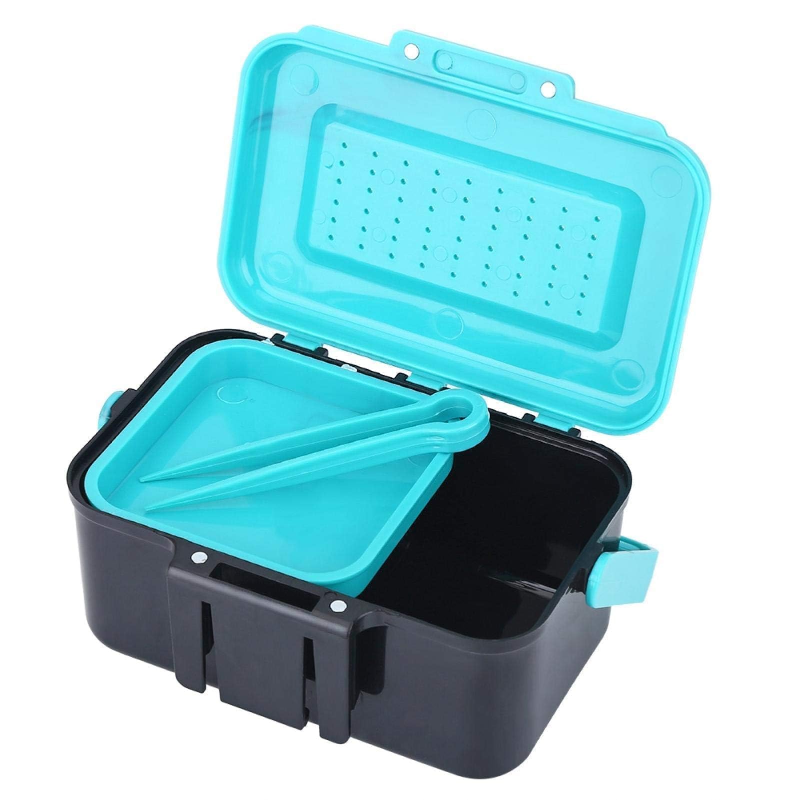 VBESTLIFE Plastic Fishing Bait Holder 2 Compartment Earthworm Lure Storage Case with Clip