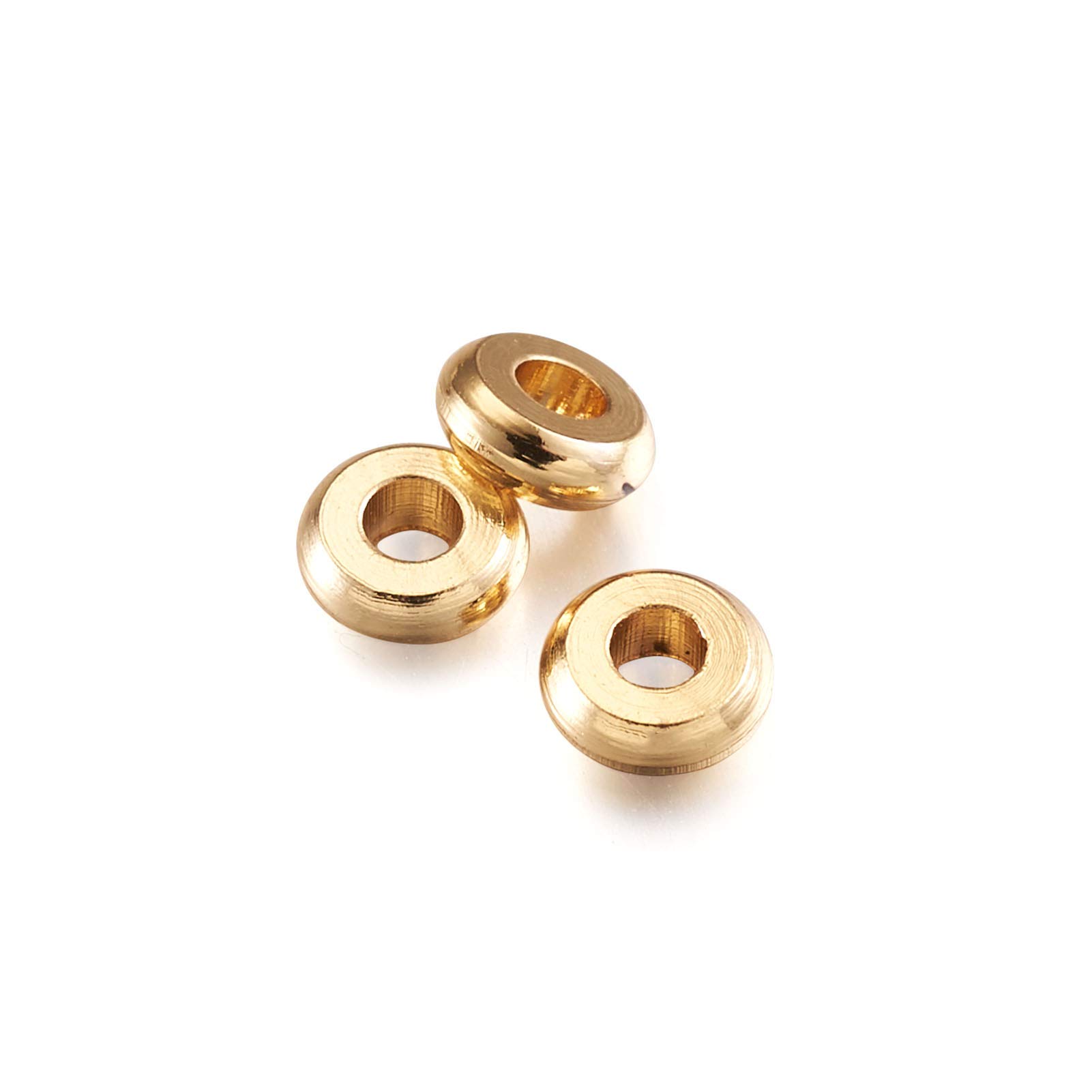 100 perline distanziatrici rotonde dorate, in ottone placcato oro, resistenti all'ossidazione, senza cuciture, per realizzare braccialetti fai da te, gioielli (5 mm (oro