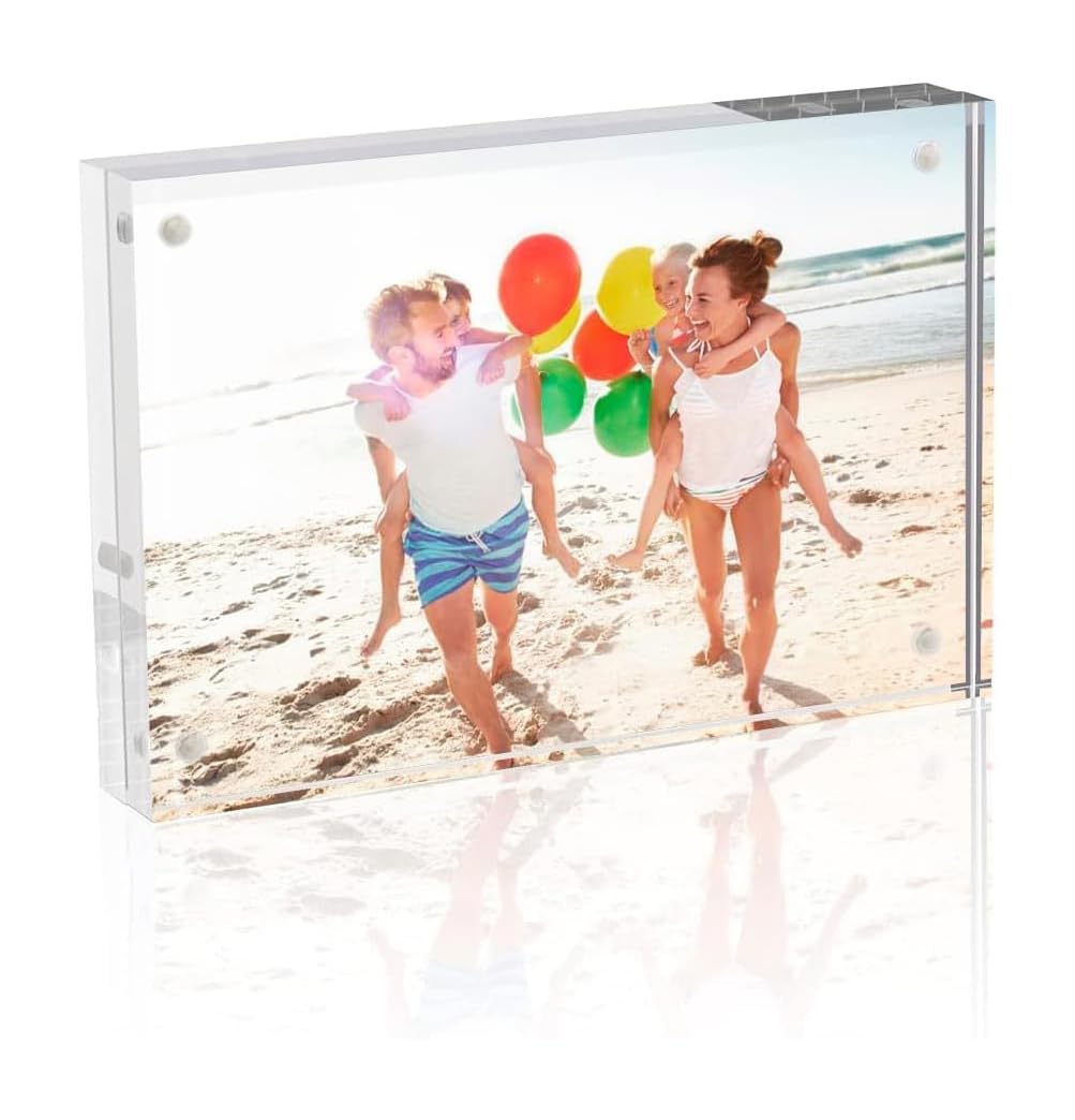 Acrylic Picture Frame 8 x 10, 1 Set Premium 8 x 10 Magnetic Picture Frame, Thicker Clear Picture Frame, 8 x 10 Picture Frames Magnetic Photo Frame Self Standing Double Sided Frame Gift Ideal