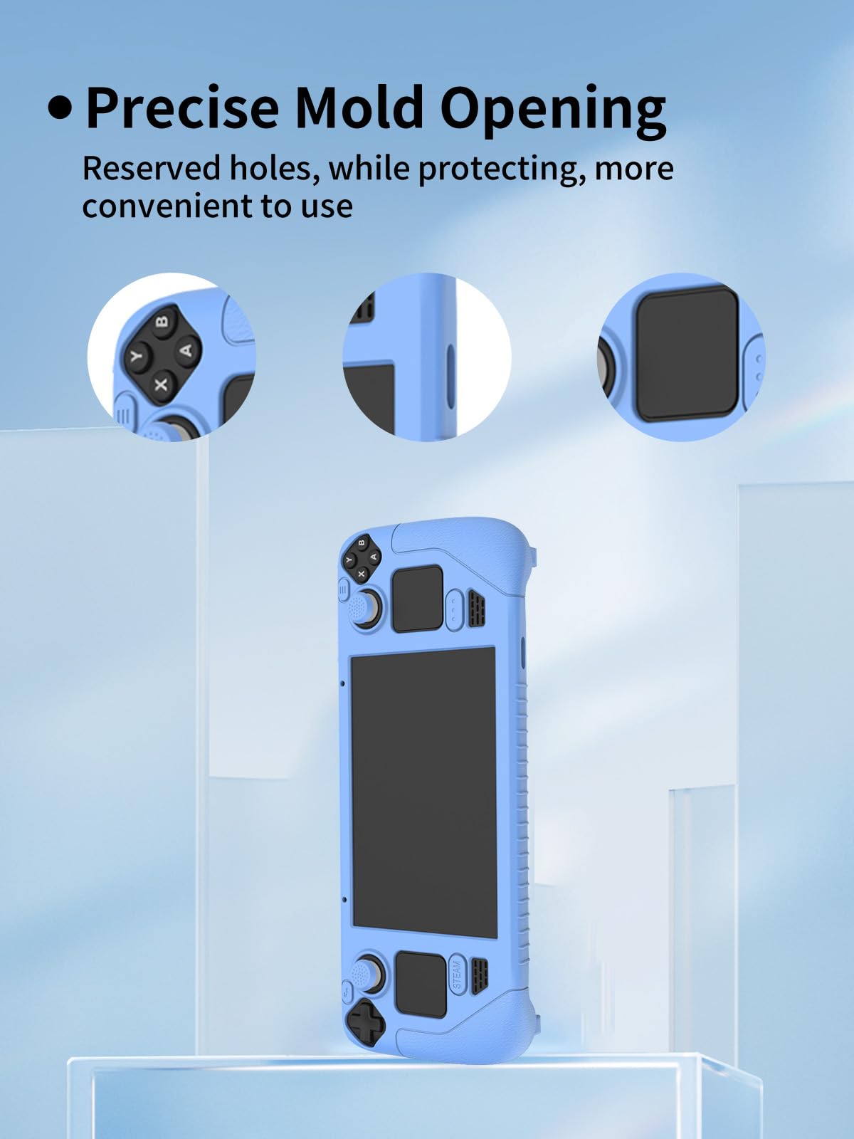 Compatible con Valve Index Steam Deck Gamepad, silicona de alta calidad, protección a prueba de golpes, puerto de carga táctil accesible, azul fluorescente.