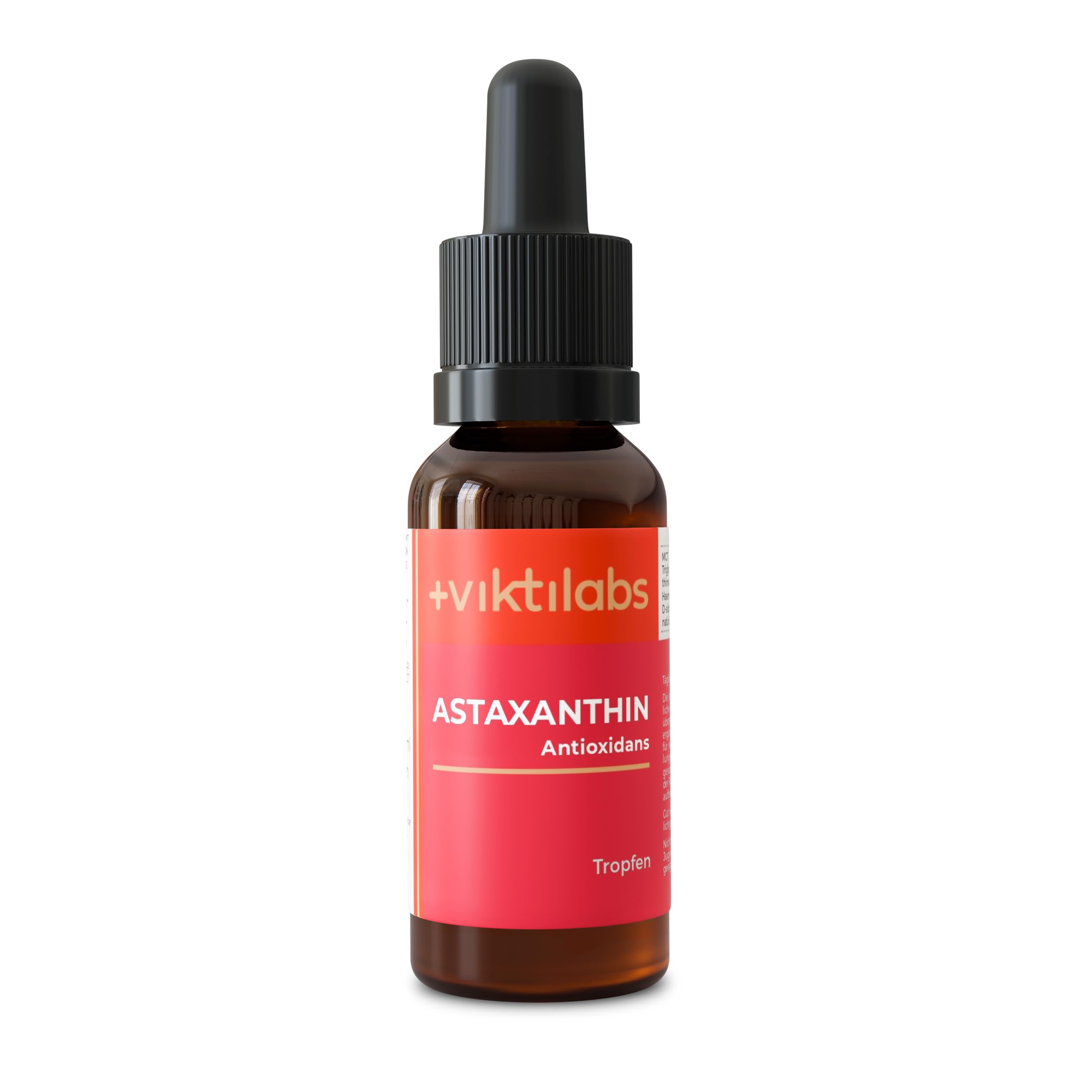 Astaxanthin Tropfen - aus der Mikroalge Haematococcus pluvialis - hochdosiert - mit Vitamin E - 10 Tropfen pro Tag - 950 vegane - ohne Zusatzstoffe