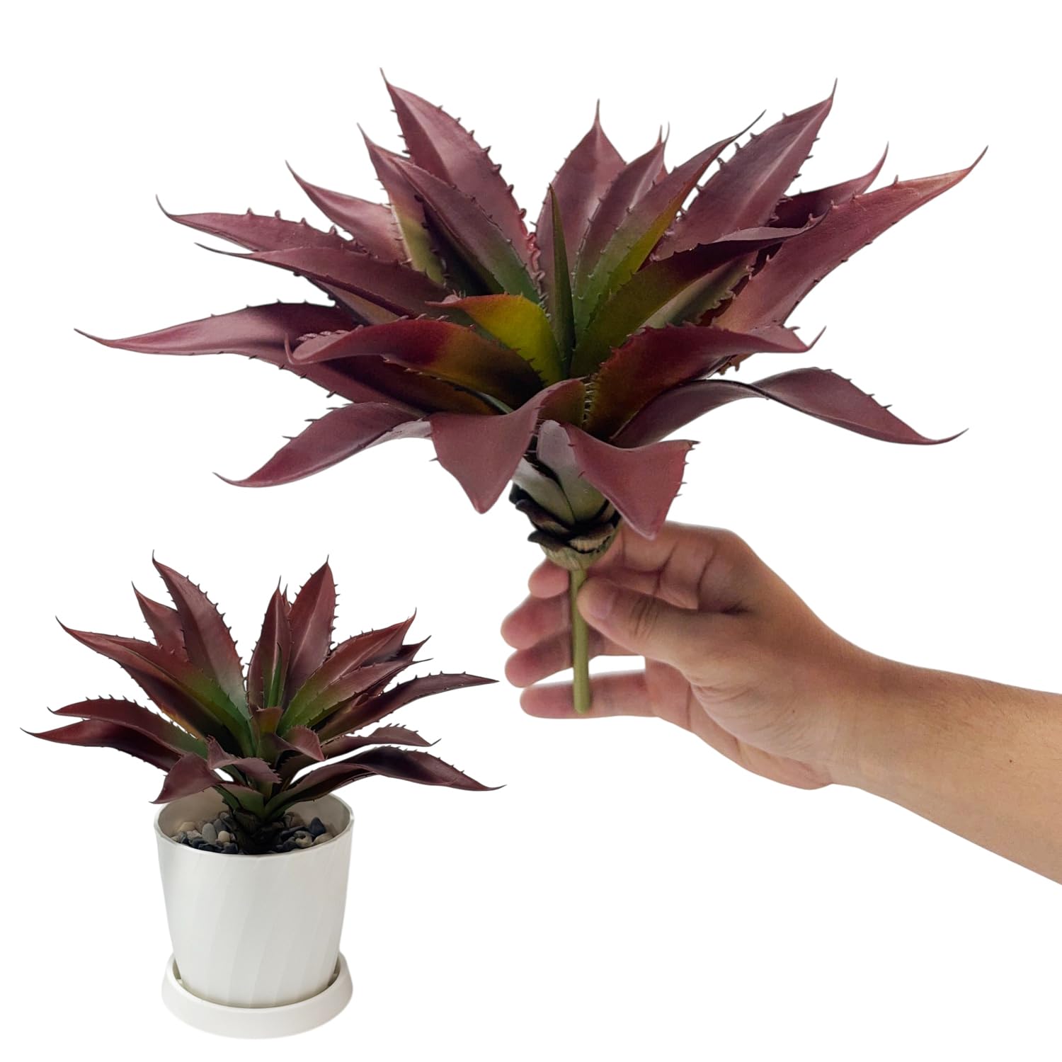 Tetou Red 12.5 Inch Artificial Aloe Plant - Large Faux Succulents (Unpotted), Realistic Fake Plants For Home Decor Indoor Outdoor (Red)