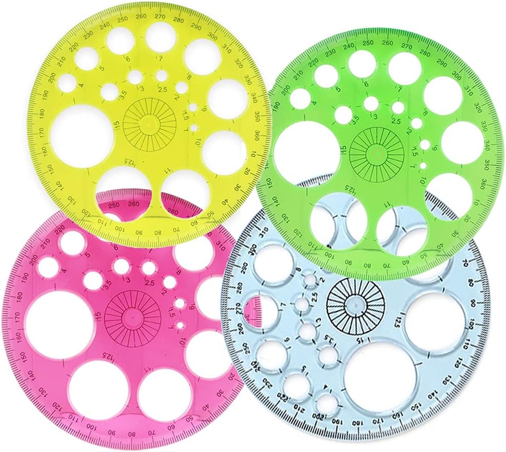 Kaimeilai 4PCS Plastic Protractor, 360 Degree Protractor, Geometry