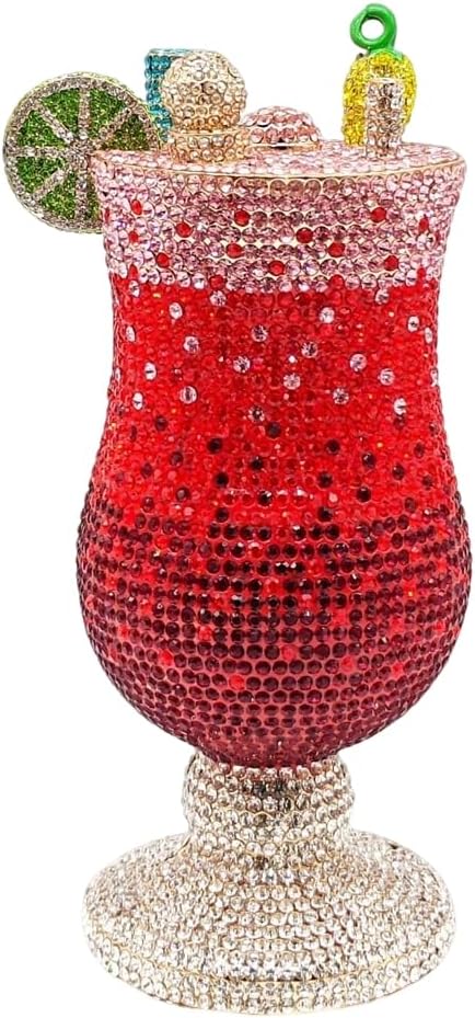 Women Luxury Martini Crystal Evening Bag Diamond Cup Clutch Goblet Rhinestone Bridal Handbag Wedding Party Purse