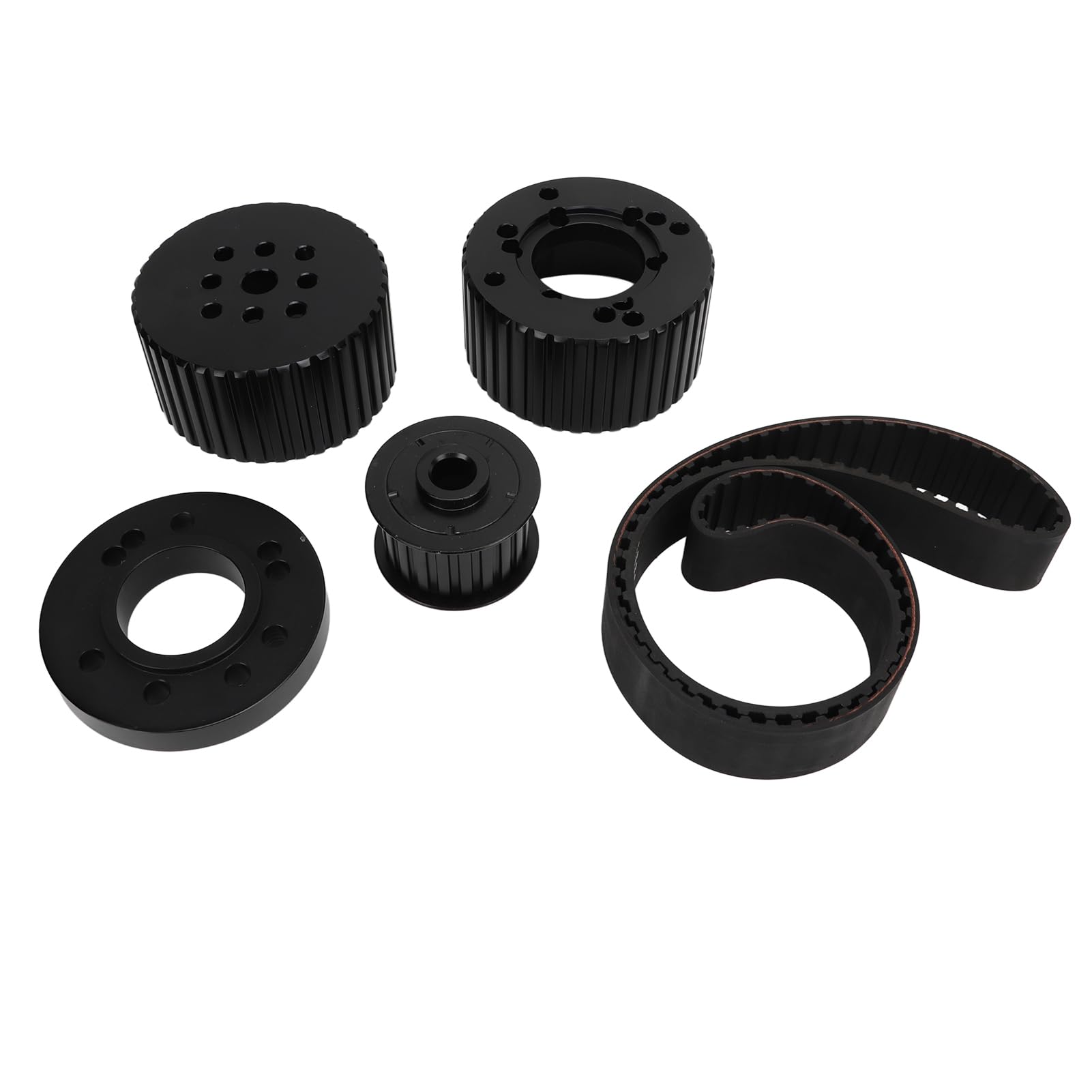 Kit Puleggia Cinghia per Motore 383 400 413 440, Alluminio e Gomma, Cinghia Dentata Larga 1,5 Pollici per un Efficiente Servosterzo e Allineamento della Pompa dell'acqua (BLACK)