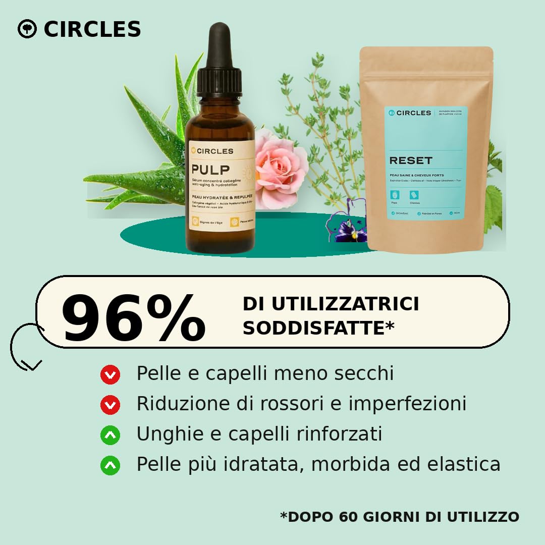 Circles RESET Infusione Bellezza Pelle & Capelli 100g | Equiseto Ortica Calendula Viola del Pensiero | Anti-Età | 100% Naturale Vegan | Made in France