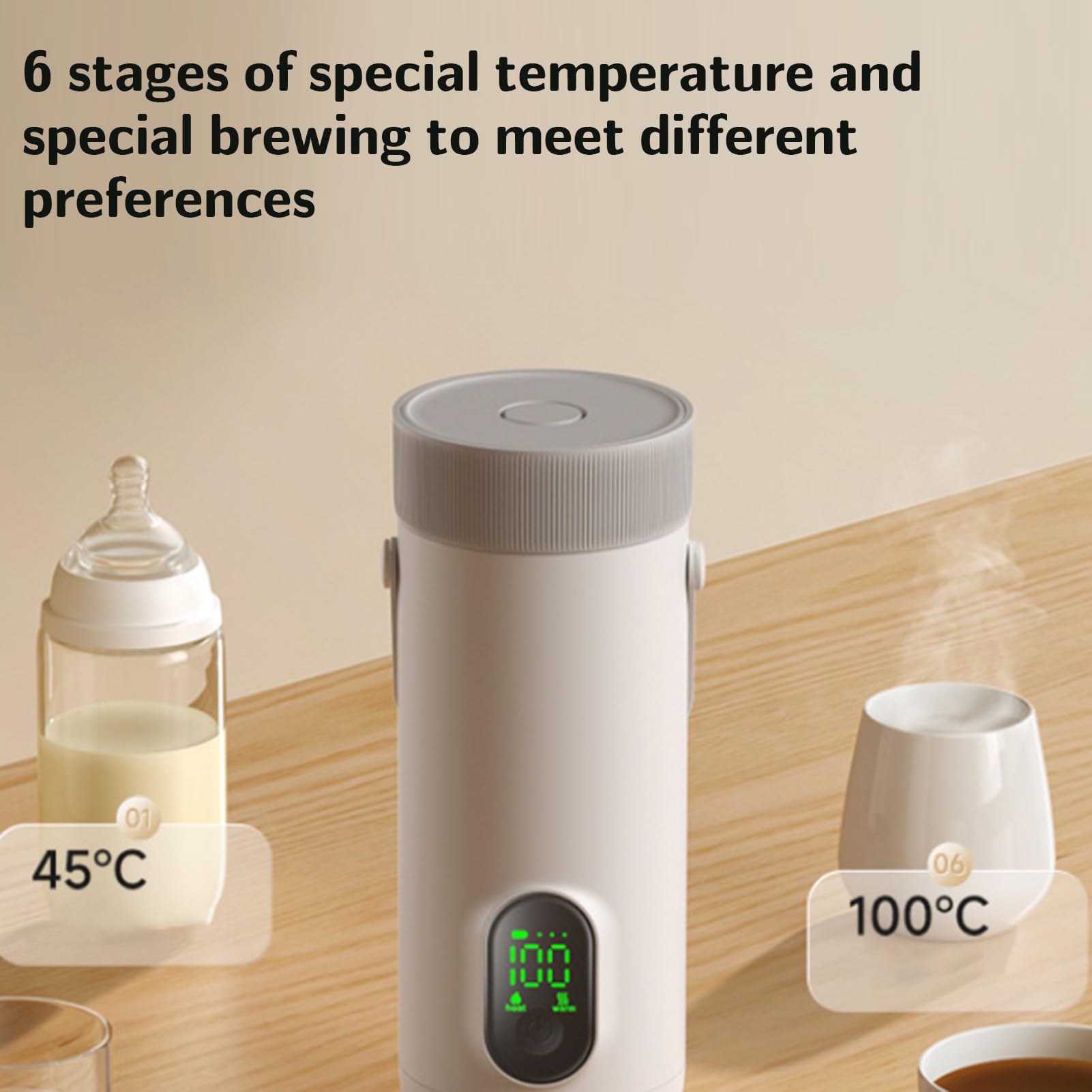 Goshyda Travel Electric Bettle, 350 Ml Przenośna Bezprzewodowa Małe kawiarnię Herbaty, Stała Temperatura, ładowanie USB Kotł Ciepłej Wody, 304 Stal Nierdzewna