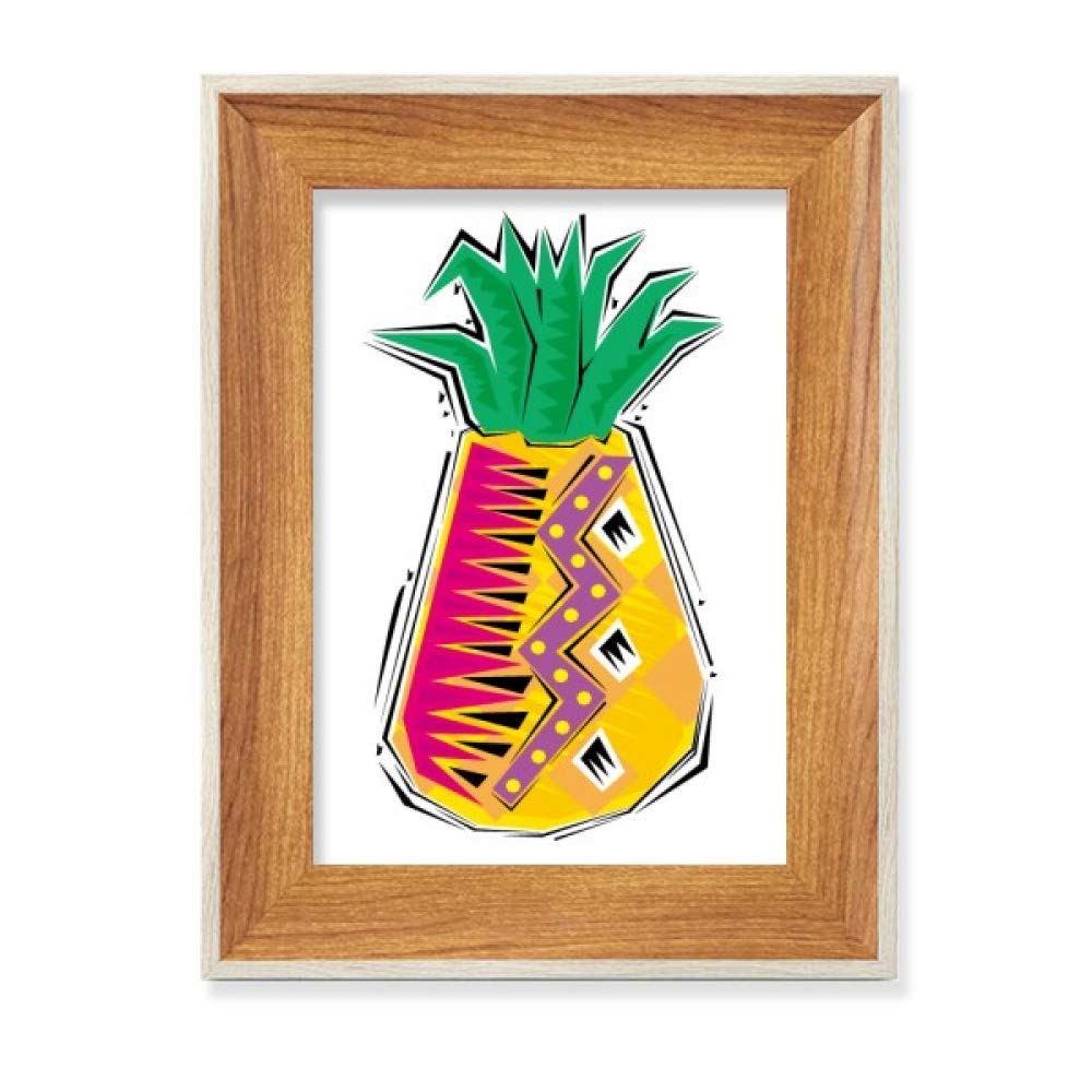 Cadre photo en bois motif ananas mexicain pour salon bohème chic et coloré