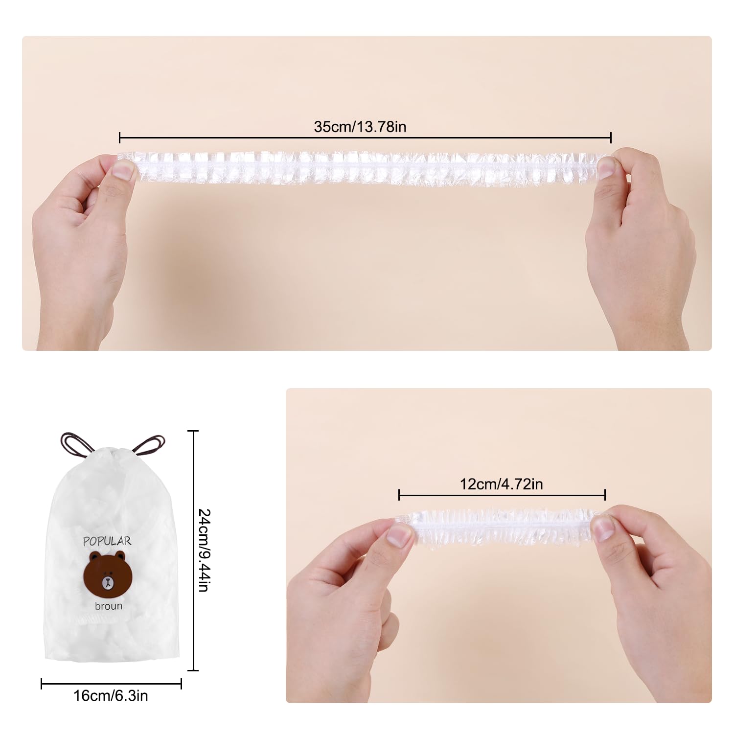 200 Wiederverwendbare Frischhaltefolie mit Gummizug, Fashion Bear Wrap Frischhaltebeutel, Haube Küche, Wiederverwendbare Klebefolie Abdeckhauben für Lebensmittel, Schüssel Abdeckung