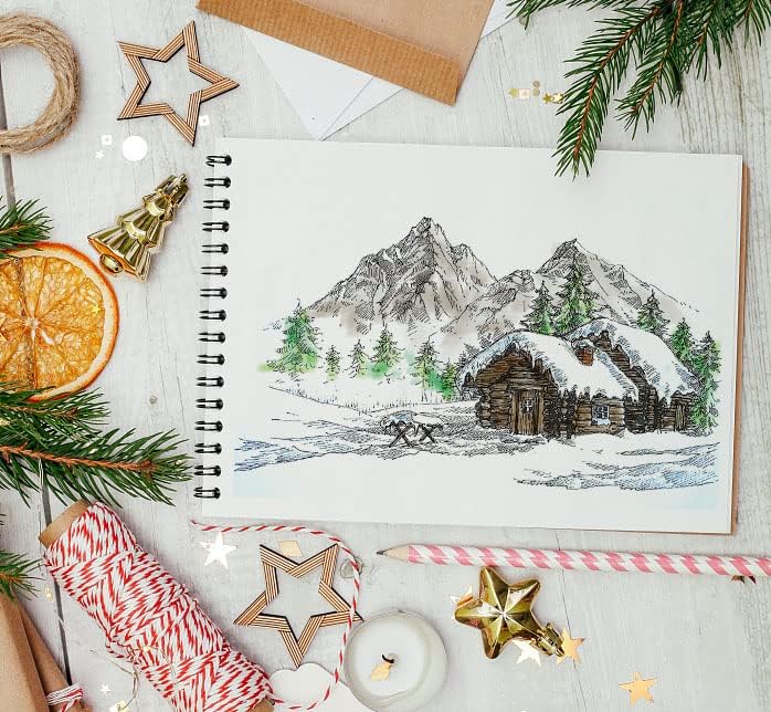 Miniatura 3 de Christmas Moutain House Sellos transparentes para hacer tarjetas y decoraciones de álbumes de fotos, fondo de paisaje de nieve, sellos transparentes