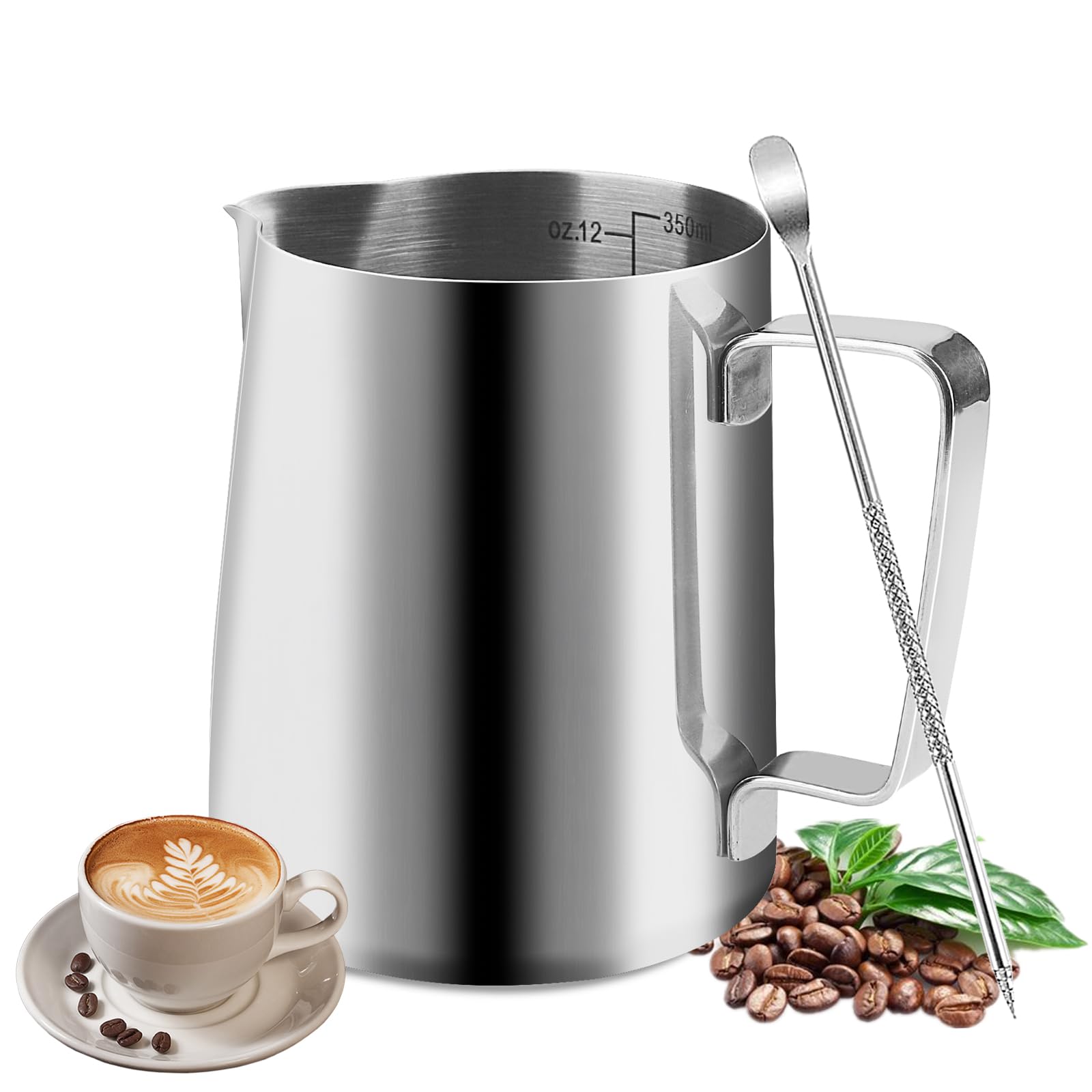 Bricco Latte Professionale Salubohu 350ml In Acciaio Inox - Con Ago Per Latte Art - Foto 3