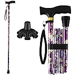 Walking Cane LIXIANG Cane for Man/Woman | Mobility & Daily Living Aids | 5-Level Height Adjustable Walking Stick | Comfortable Plastic T-Handle Purple Printing