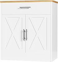 Shintenchi Farmhouse Barn Door Storage Cabinet with Drawers & Adjustable Shelves - Kitchen Buffet Sideboard for Dining, Bathroom, Entryway
