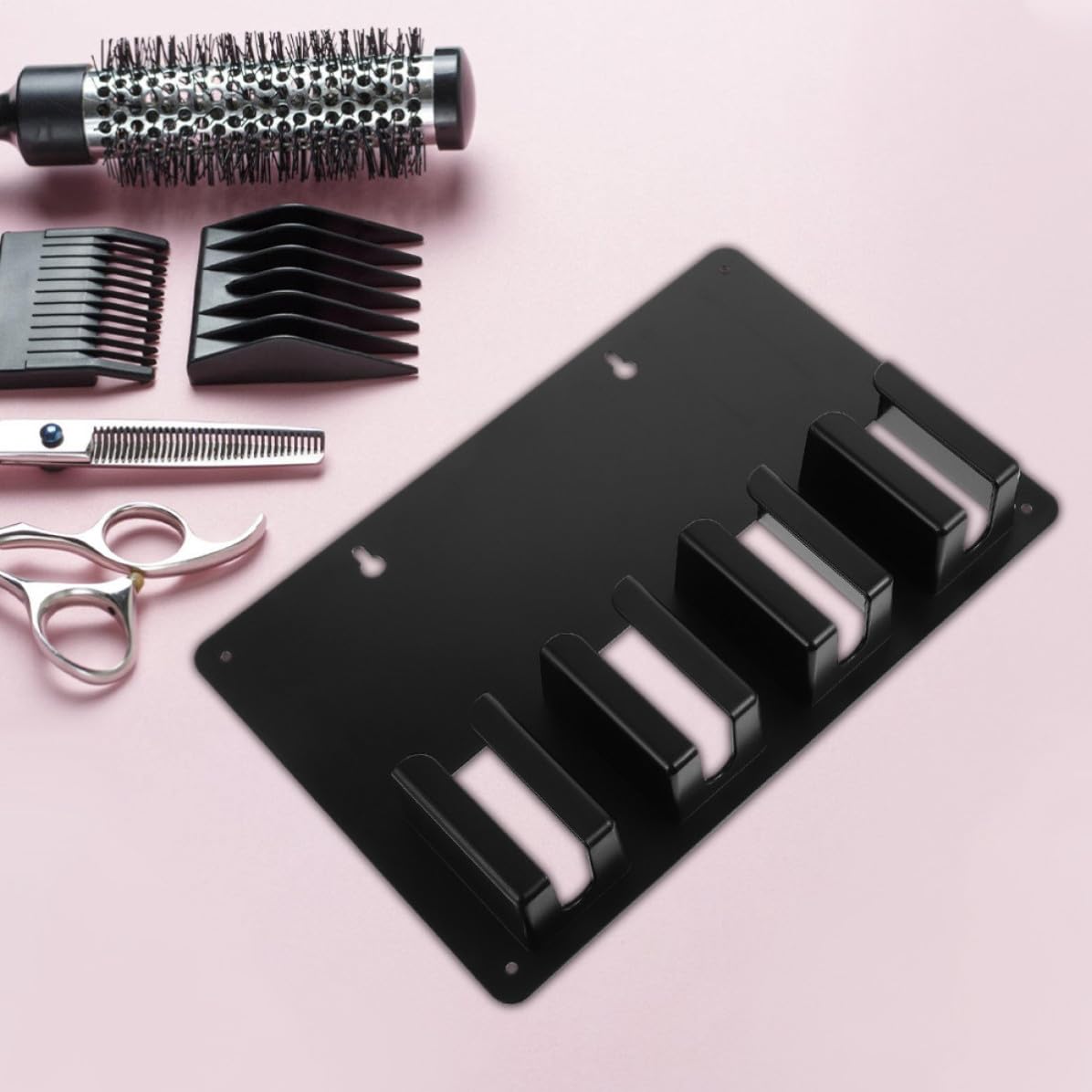 KICHOUSE Soporte de Pared 3piezas Negro para Cortapelos de Peluquería para Organizador de Herramientas Diseño Estable y Acabado Profesional en Salón o Barbería