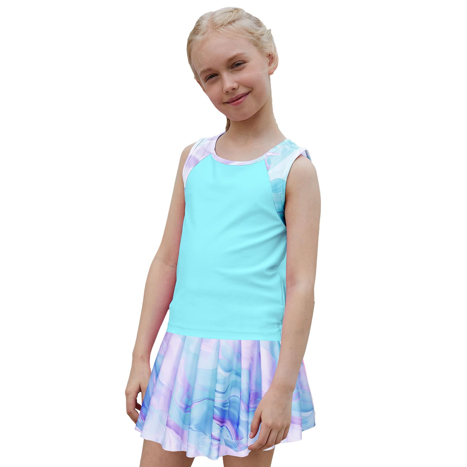 MODAFANS Girls Tennis Golf Pickball Dress Athletic Outfits Kids Tank Top and Skorts Sets
