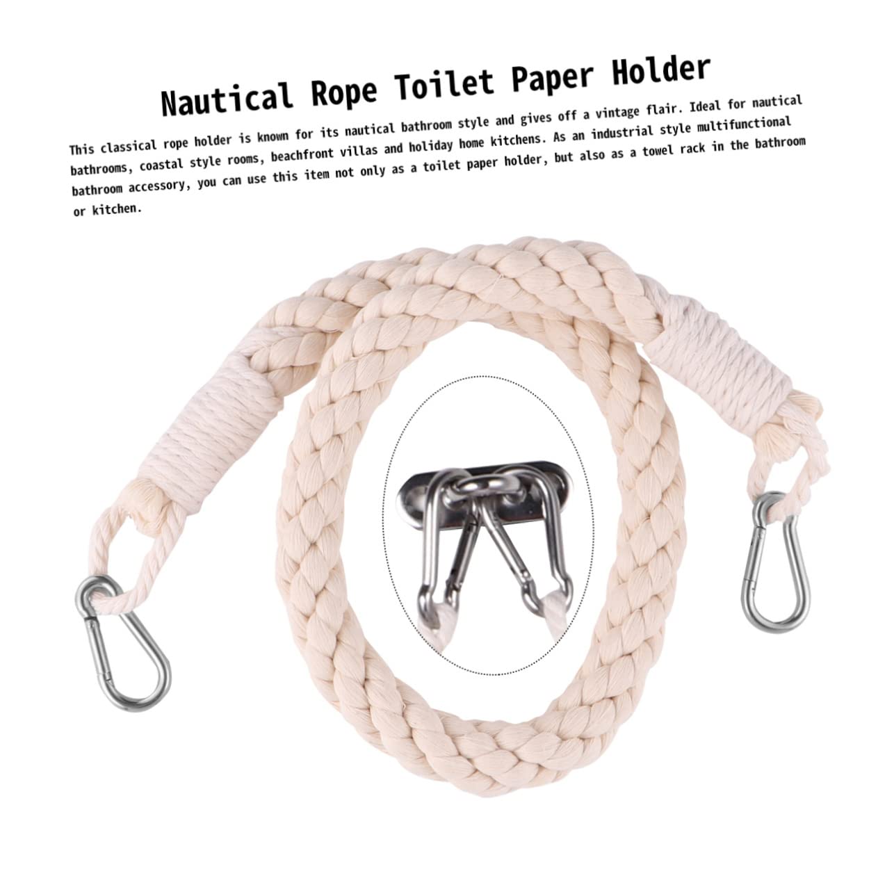 Housoutil Toilettenpapierhalter Flexibles Design aus Baumwollseil mit Metallhaken Handgefertigt im Maritimen Stil für Badezimmer für Ferienhaus und Badezimmerwand
