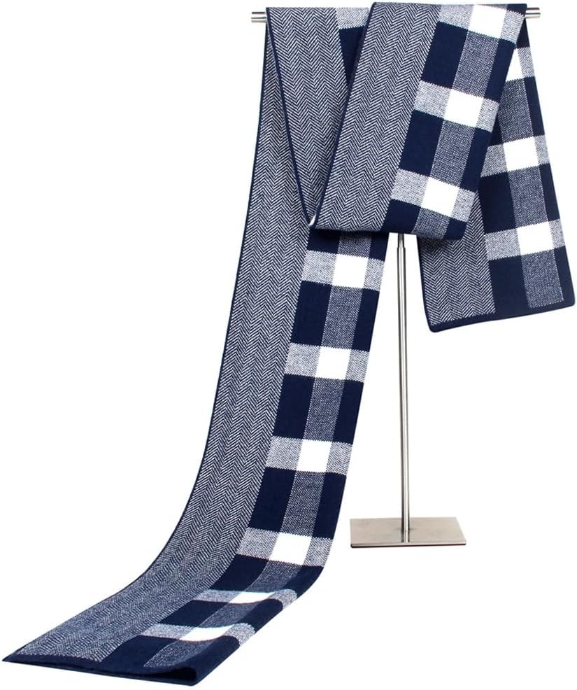 Autumn and Winter Knitted Mixed Men's Scarf Imitation Cashmere Pattern Checkered Neck