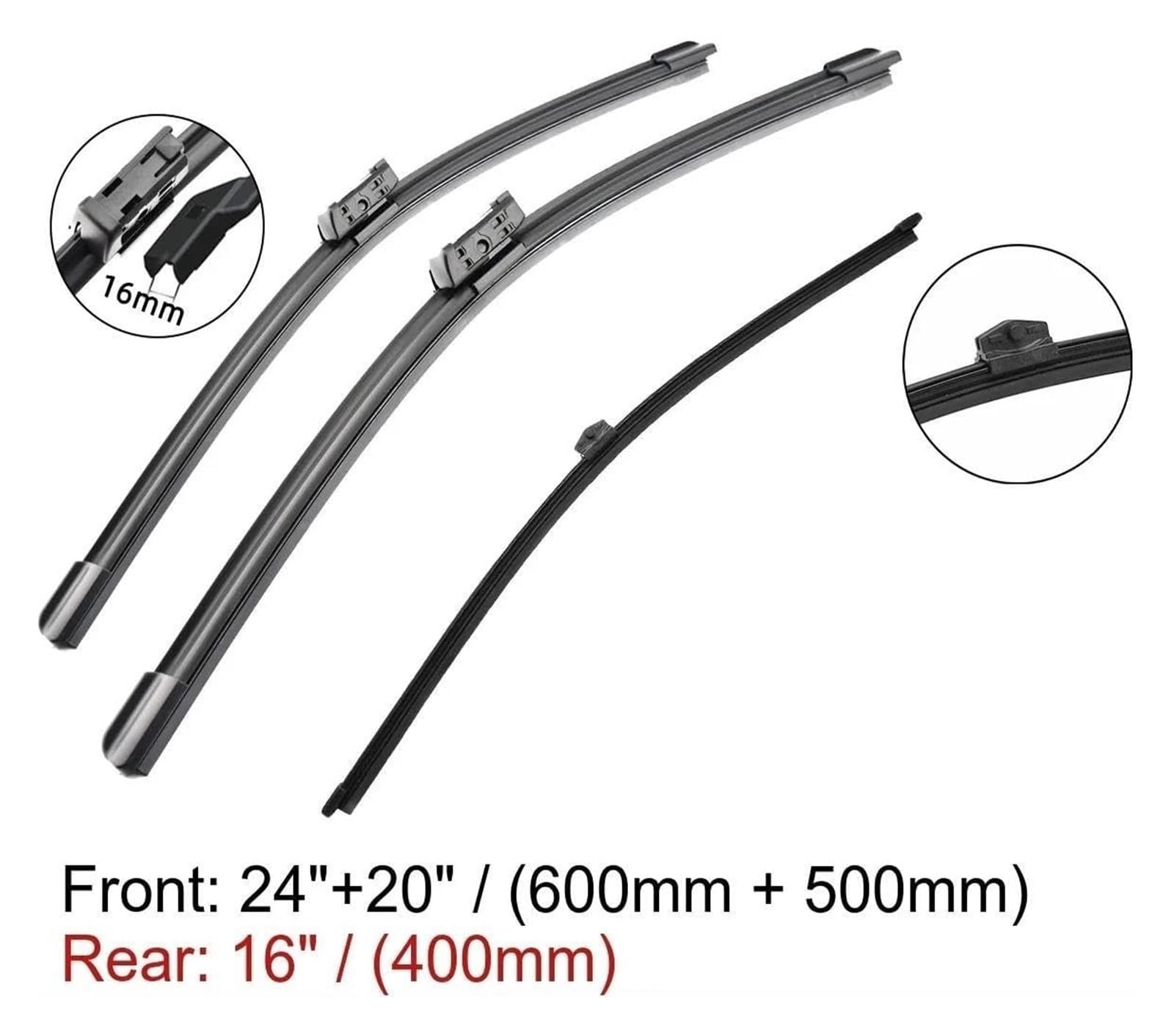 Auto Limpiaparabrisas Para A4 B8 2009-2016 Limpiaparabrisas Delanteros Traseros Cepillos Accesorios De Corte 24"+20"+16" Limpiaparabrisas De Coche