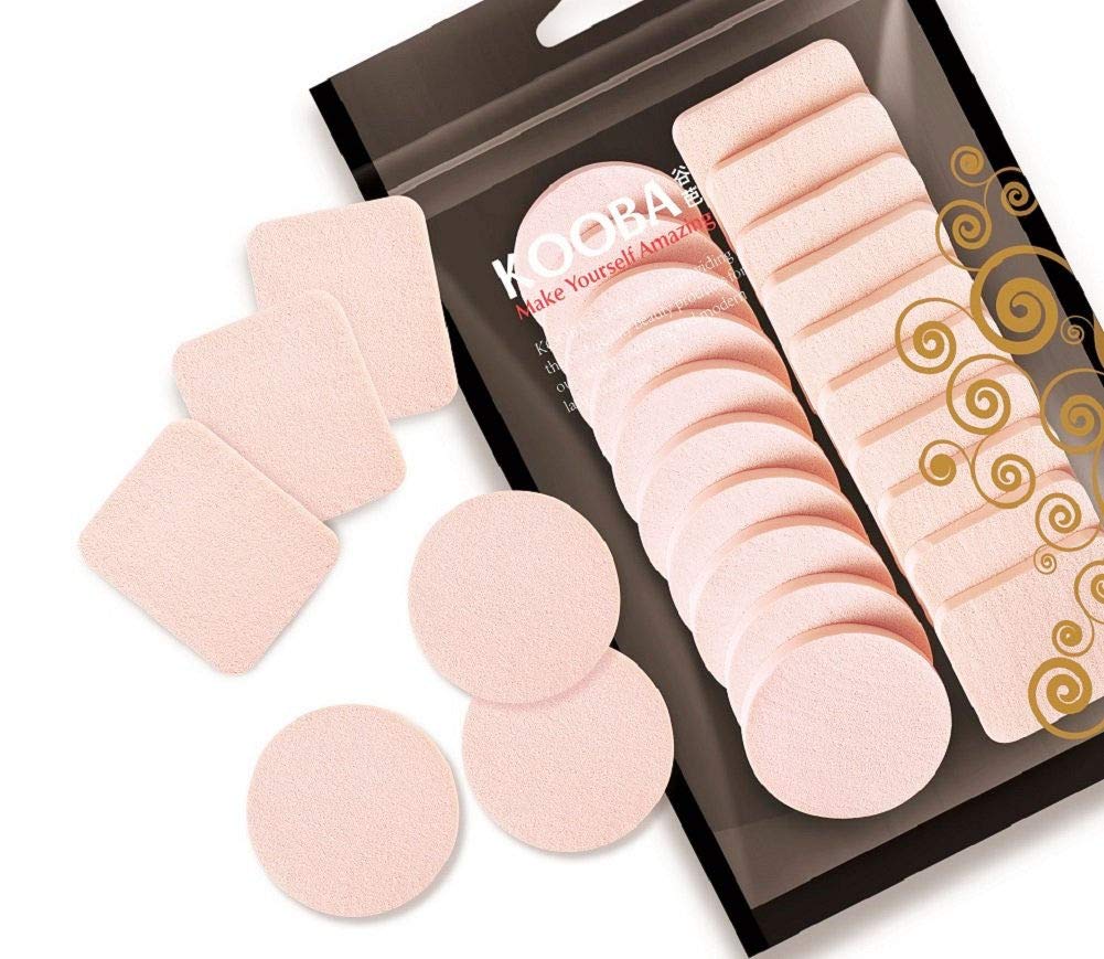 KOOBA 20 pcs Makeup Powder Sponges Round and Square Latex Free Disposable Beauty Blender Foam Cosmetic Applicator Facial Puffs for Flawless Foundation, Sensitive and All Skin Types KOOBA 20 pcs Makeup Powder Sponges Round and Square Latex Free Disposable Beauty Blender Foam Cosmetic Applicator Facial Puffs for Flawless Foundation, Sensitive and All Skin Types