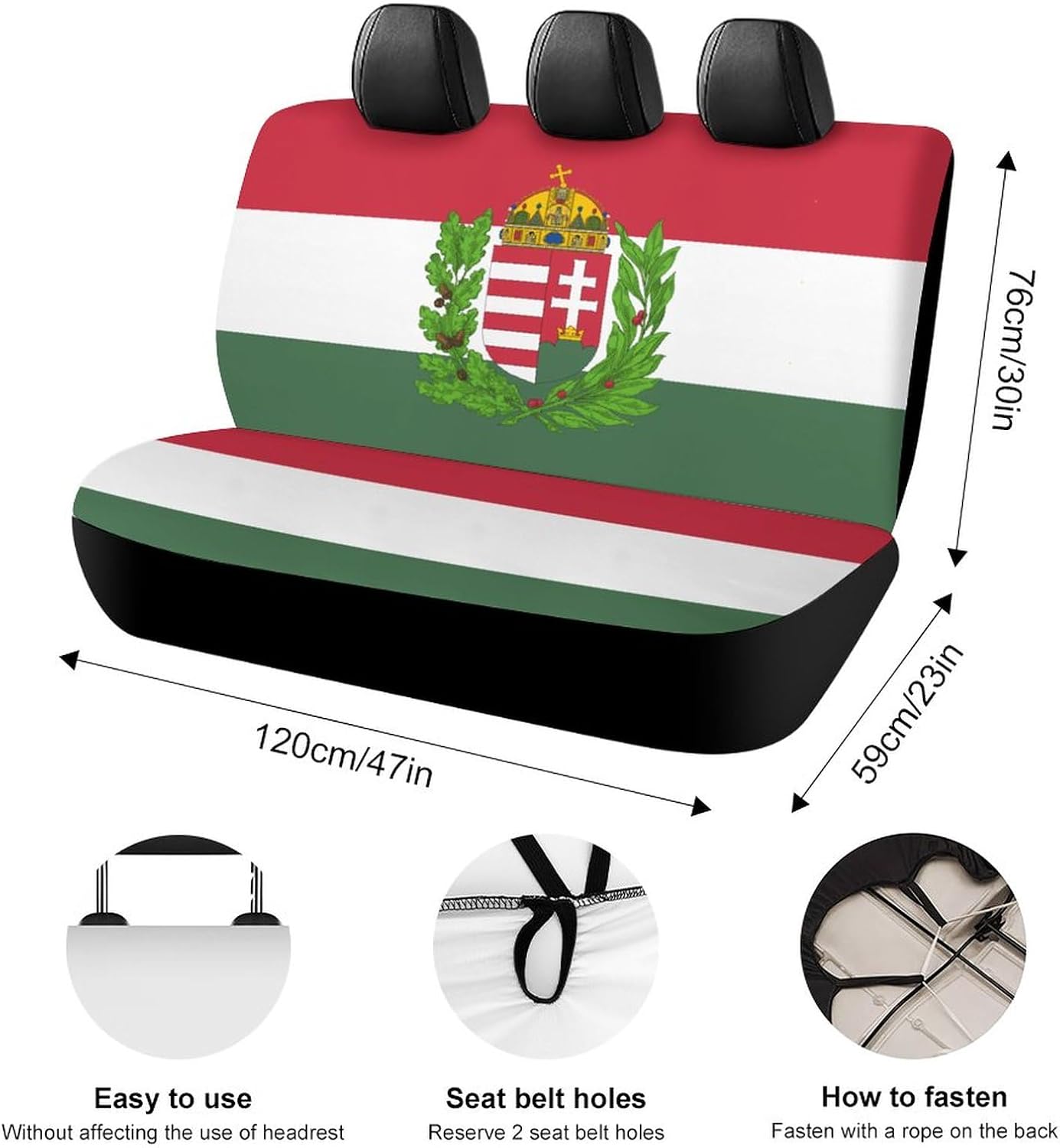 Hungary Flag Car Seat Cover-Car Back Row Seat Protective Cover, Car Seat Dust Cover, Car Cushion, Suitable for All Vehicle(Pack of 2) 120x59x76cm