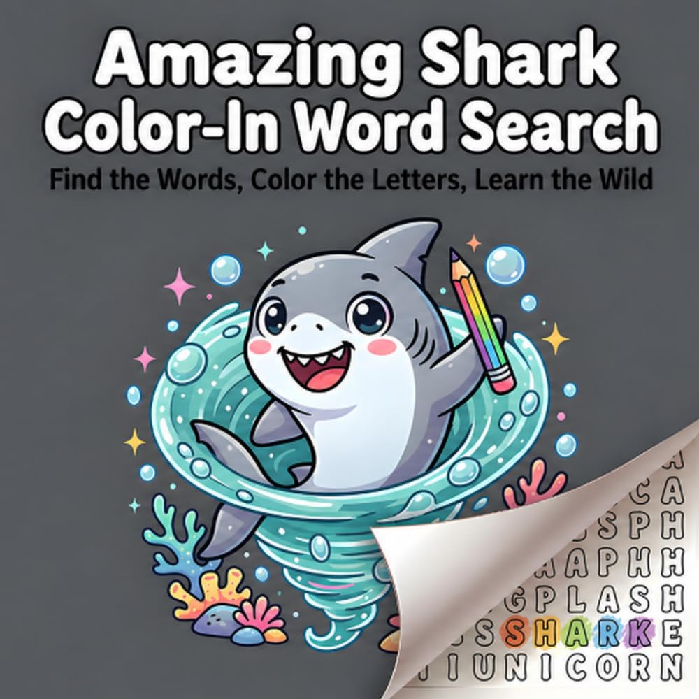 Amazing Shark Color-In Word Search: Find the Words, Color the Letters, Learn the Wild