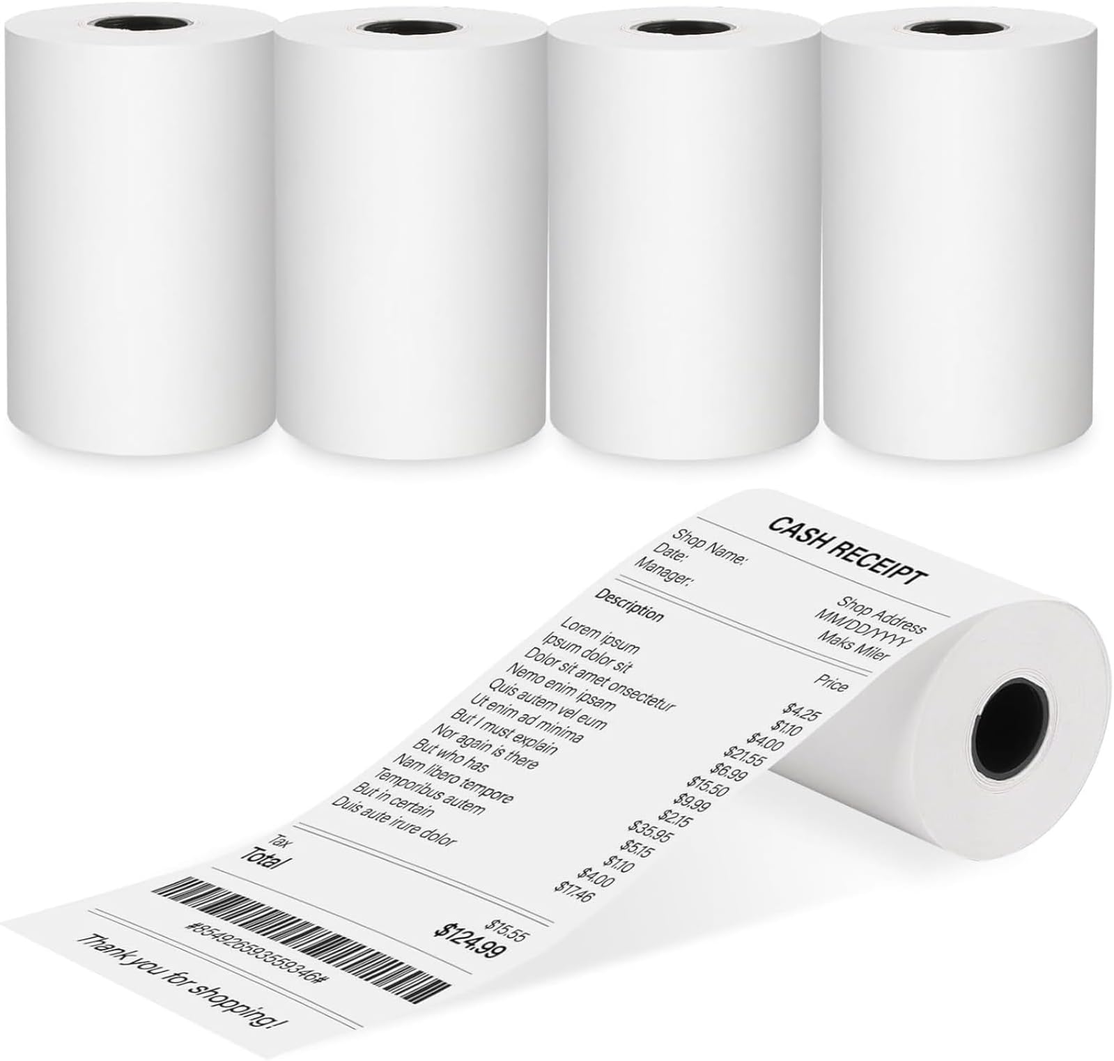 HALAMOODO 5 Rolls Thermal Receipt Paper Rolls, POS Cash Register Paper Rolls, BPA Free Long Per Thermal Paper Receipt (57x30mm)