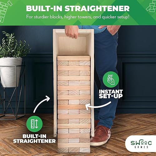 Miniatura 5 de SWOOC Games® - Juego de torre gigante con plancha 3 en 1, mesa y caja de almacenamiento - Configuración 90% más rápida con caja transformadora y