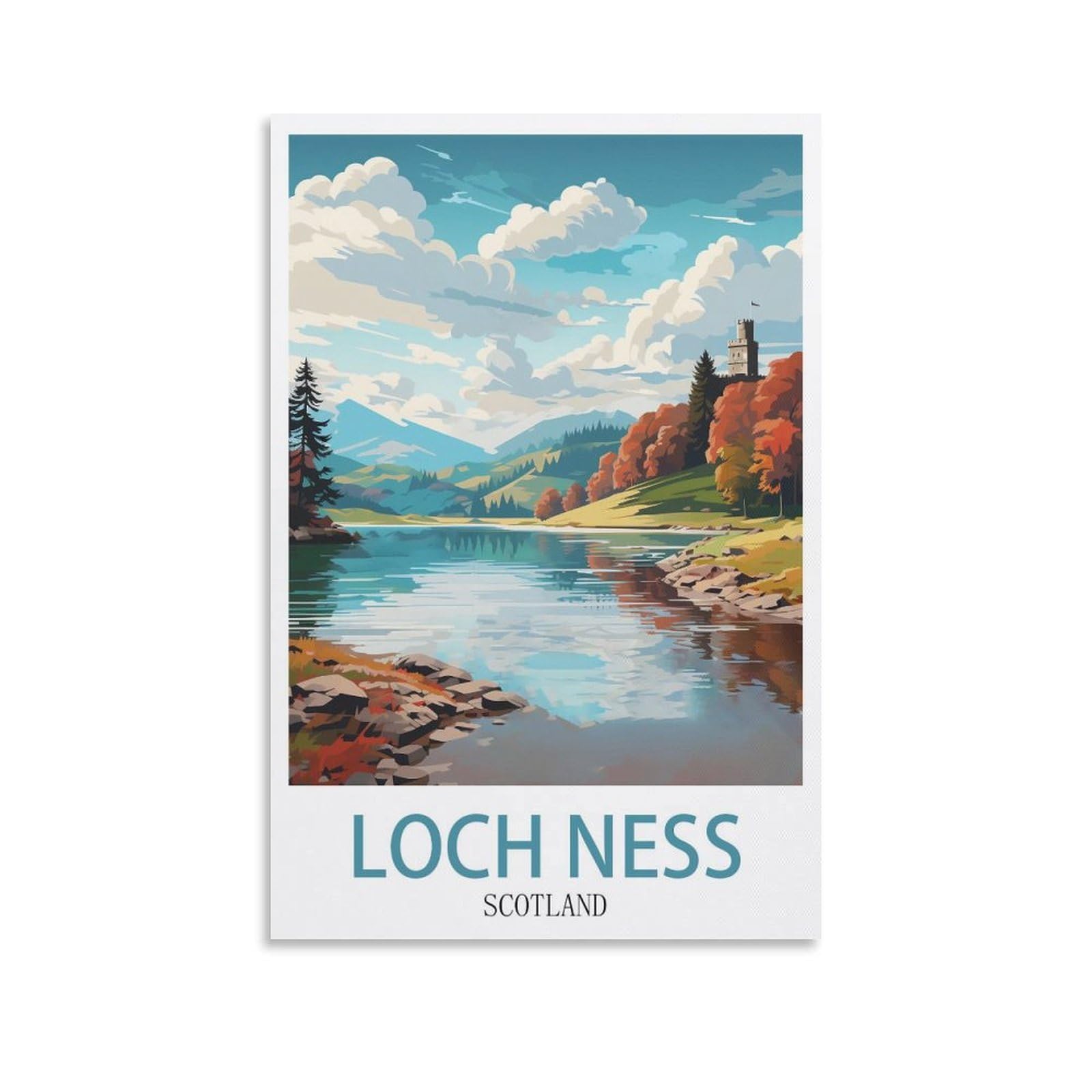 EZMLFA 5D Diamond Art Kits Adults,Loch Ness Scotland,Gem Art,Crystal Kits Round Drill for Home Wall Decor Gifts,Women,Men 40x50cm