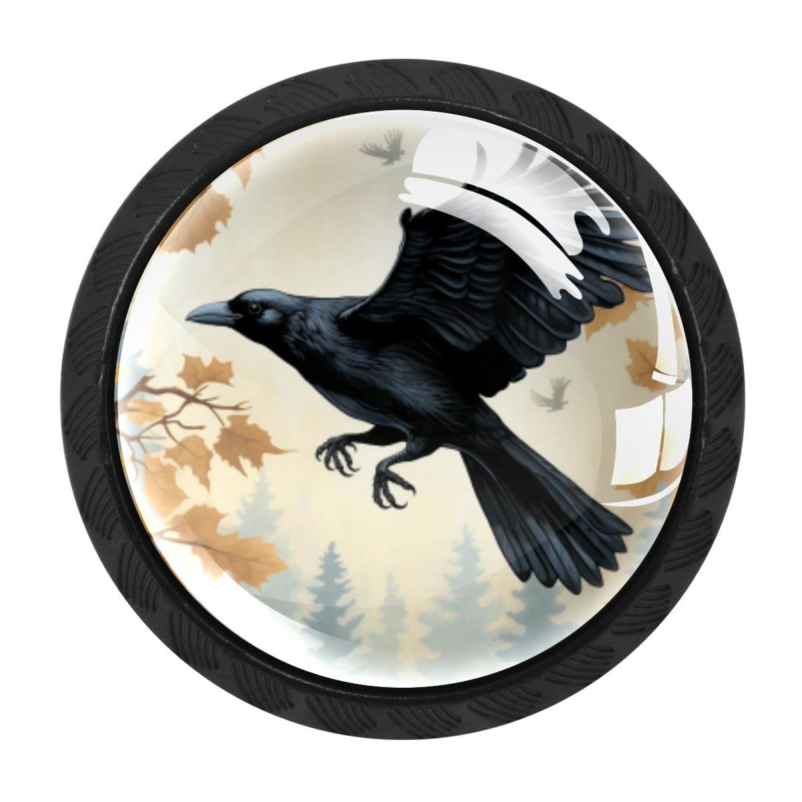Chenzzzz Multicolored 11 4 Pieces Crow Drawer Knobs, 35Mm Black Kitchen Cabinet Knobs, Drawer Pulls And Knobs, Glass Cabinet Hardware Single Hole Knob For Cabinets And Drawers Round