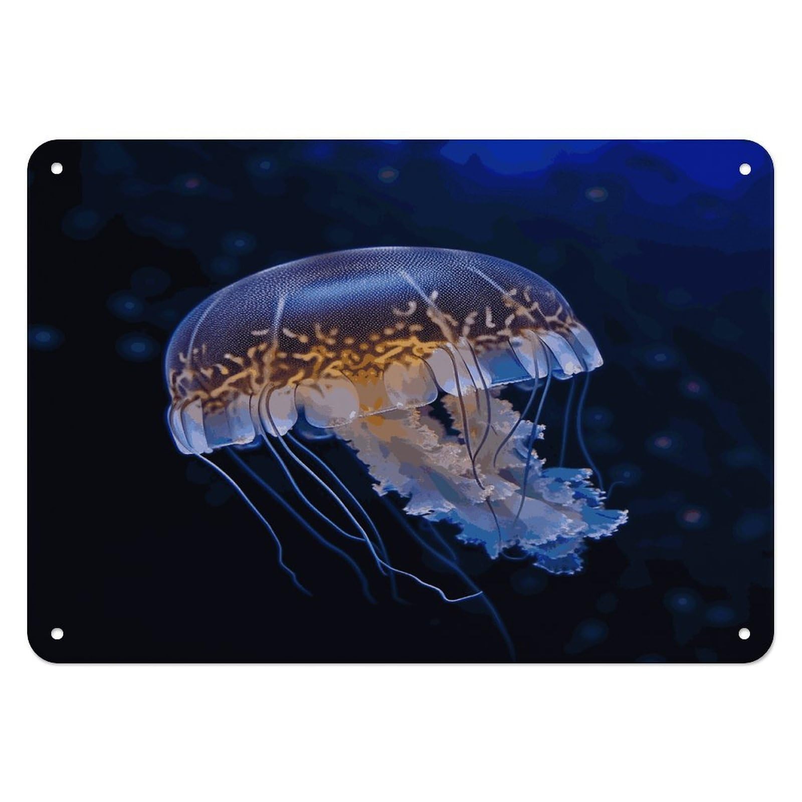Fekiloot Style Jellyfish Wall Decor Iron Painting Metal Sign