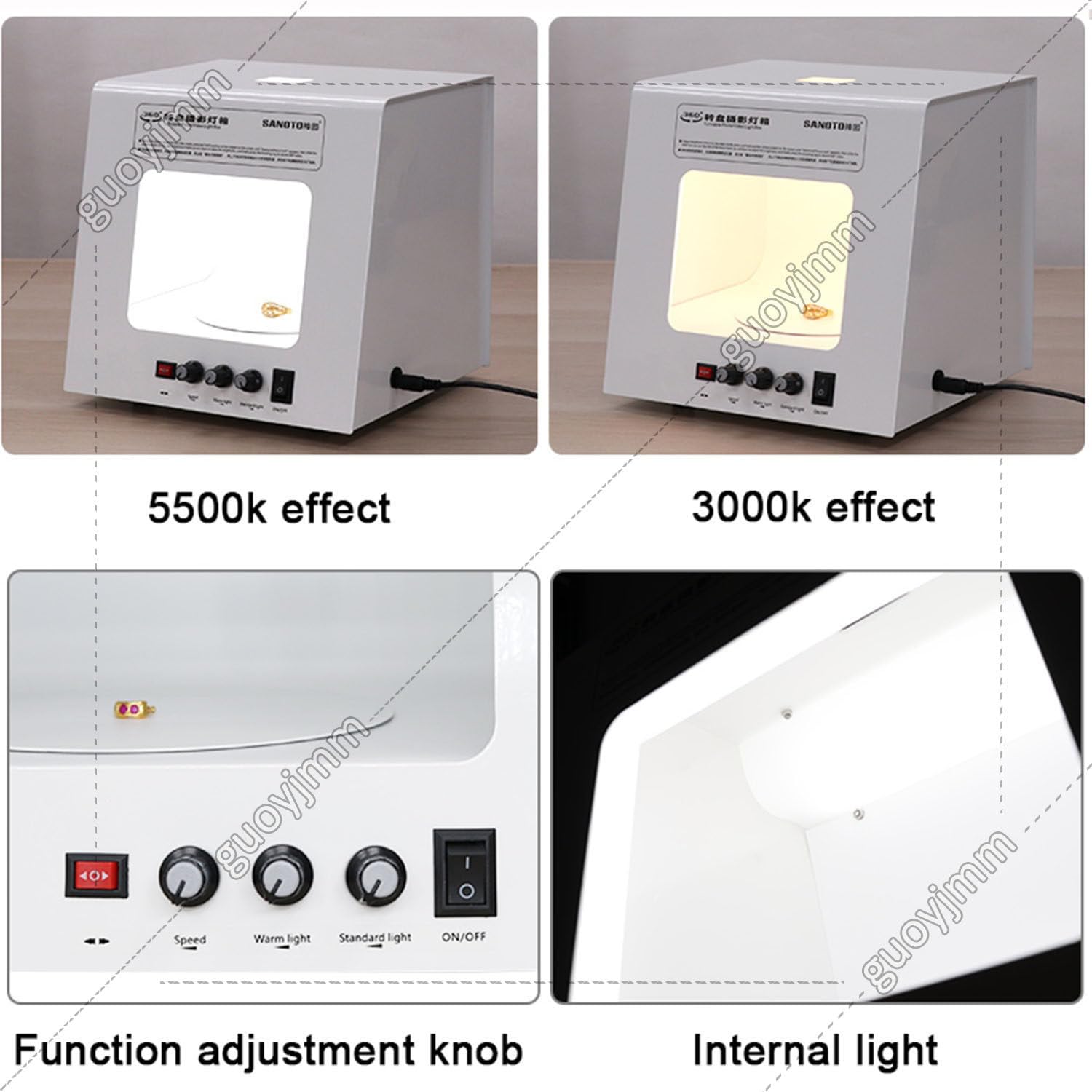 Mini kit di luci per studio fotografico, luminosità regolabile, riempimento a quattro luci, giradischi per fotografia intelligente per gioielli, configurazione fotografica professionale