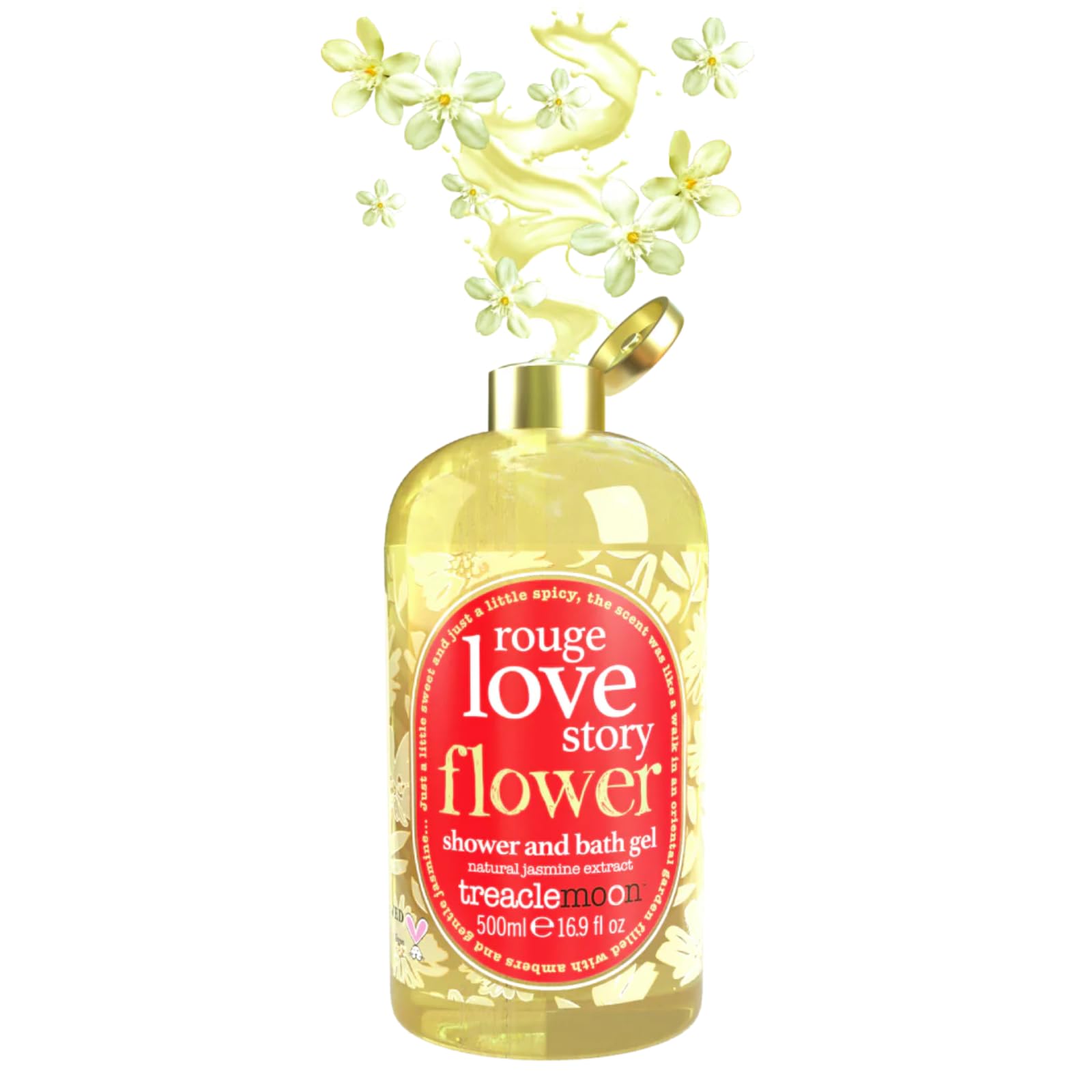 Treacle Moon Rouge Love Story Shower and Bath Gel 500ml with Soft White Bath Washcloth - Luxurious Floral Scented Body Wash Gift Set - Image 2