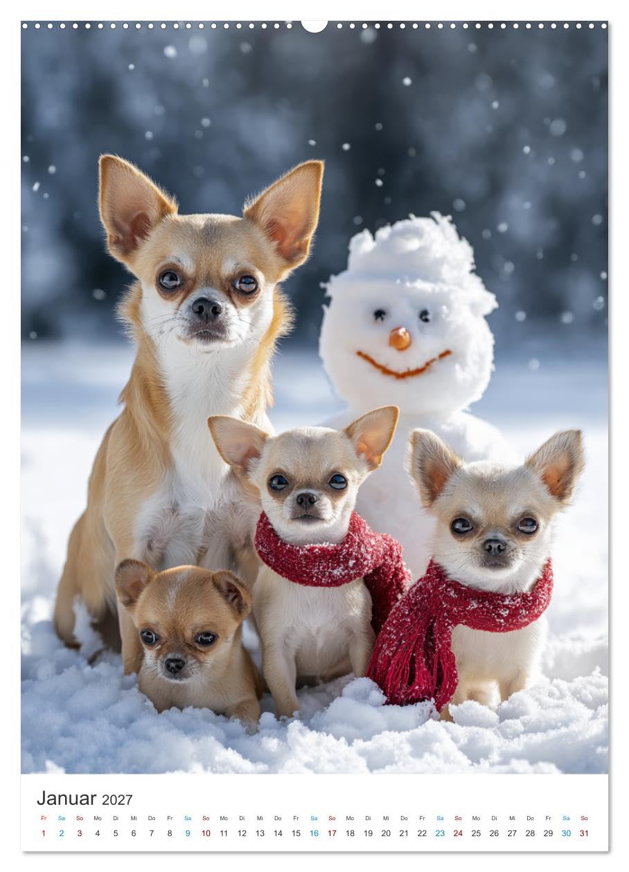 Kleine Pfoten, großes Glück (Wandkalender 2027 DIN A2 hoch), CALVENDO Monatskalender: Dieser Chihuahua-Kalender zeigt die süßesten Fellnasen in ... herzerwärmenden Momenten. (CALVENDO Tiere)