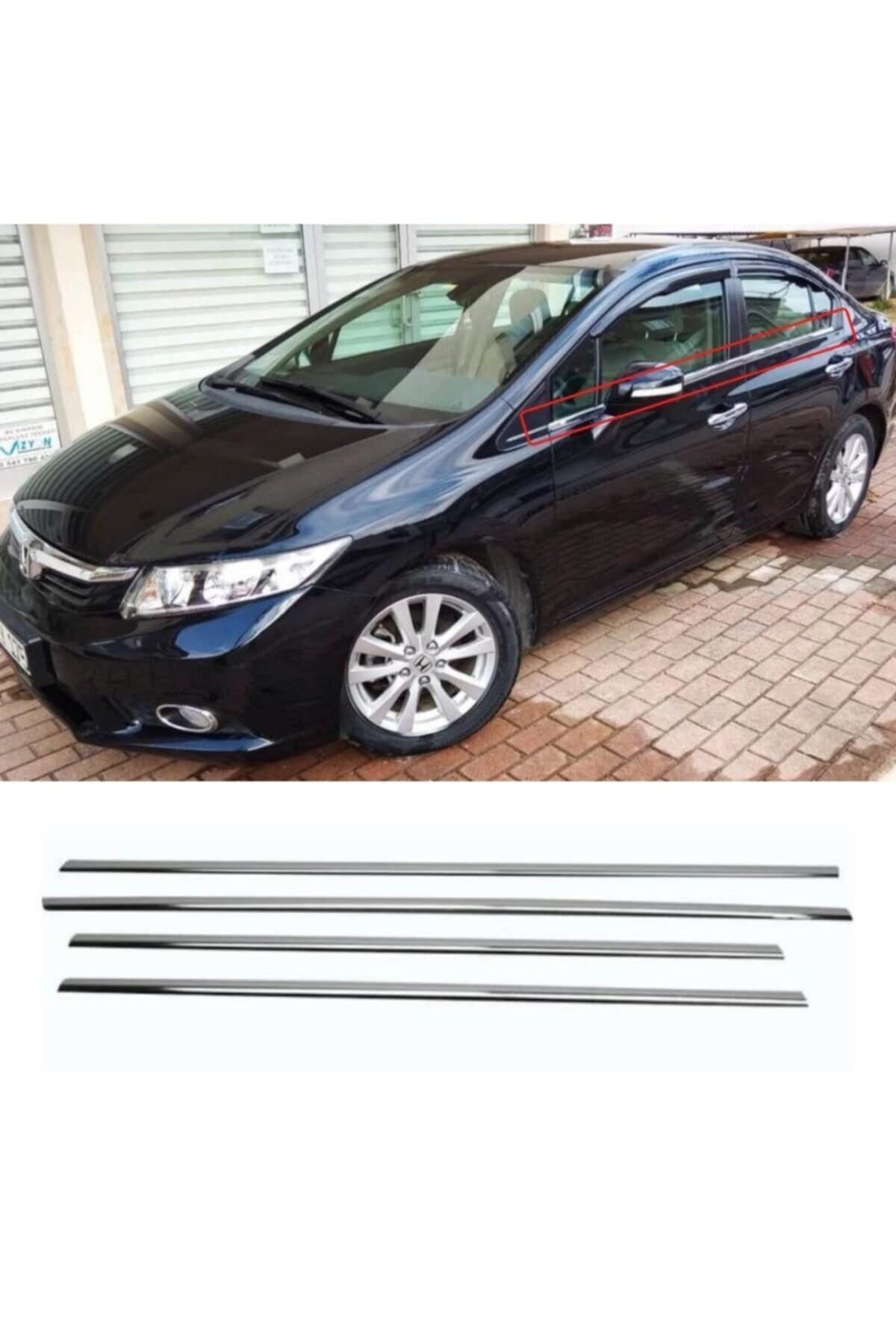 BTM OTOMOTİV (343) Fb7 Krom Cam Çıtası 4 Parça 2012-2016 Honda Cıvıc ile uyumlu
