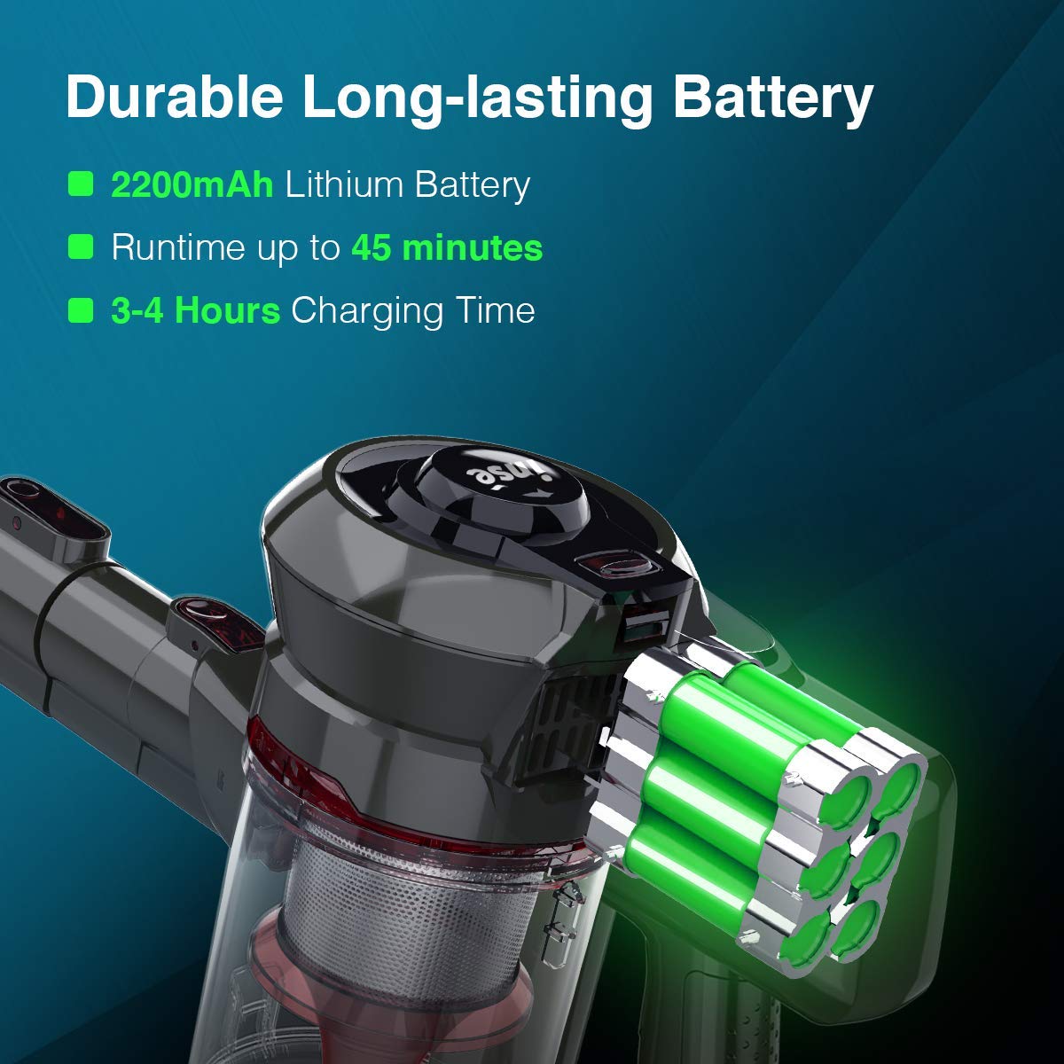 INSE Cordless Vacuum, 12KPa Powerful Vacuum Cleaner with 160W Motor, 4