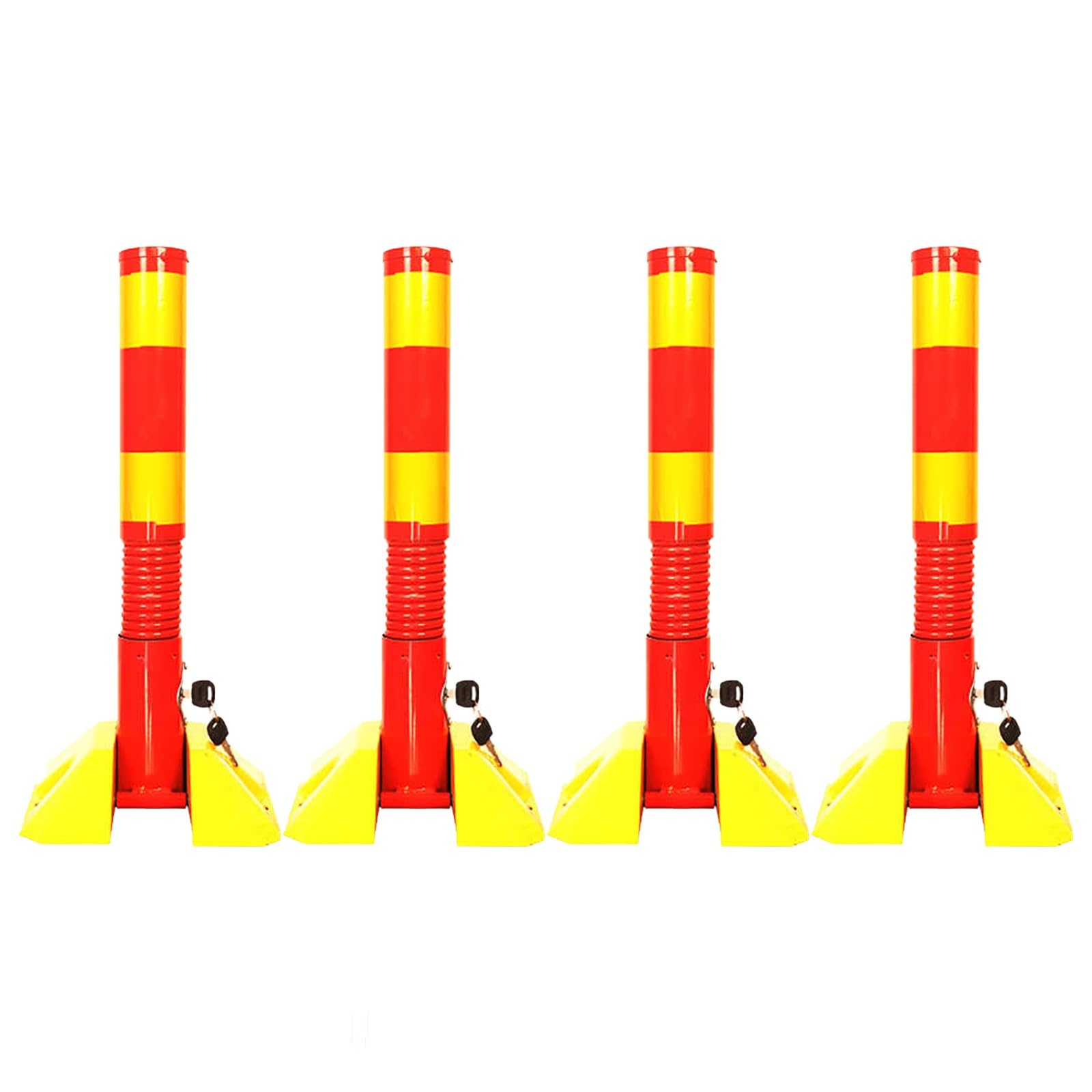 Bornes de sécurité rouges en acier : lot de 4 poteaux de protection pour le contrôle du trafic