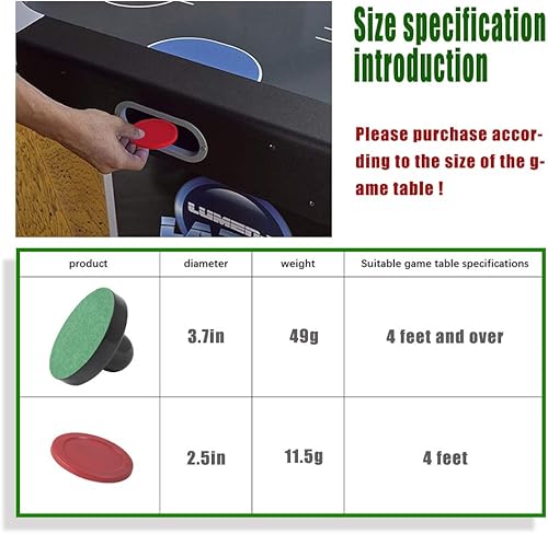 Miniatura 6 de JS&YY Discos y paletas de hockey de aire, juego de 4 empujadores y 4 discos, accesorios de hockey de aire, adecuado para mesas de hockey de más de 4