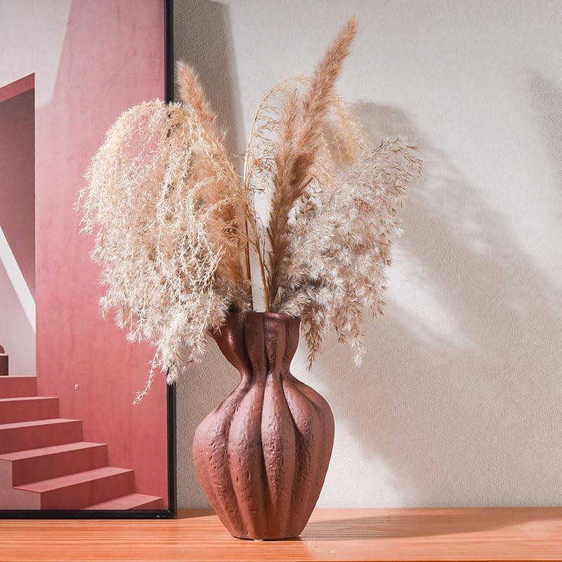 Wabi-Sabi Style Ceramic Vase, Entryway Showroom, TV Cabinet Flower Arrangement Vessel, Home Decor Ornaments, Soft Furnishing Accessories(Brown)