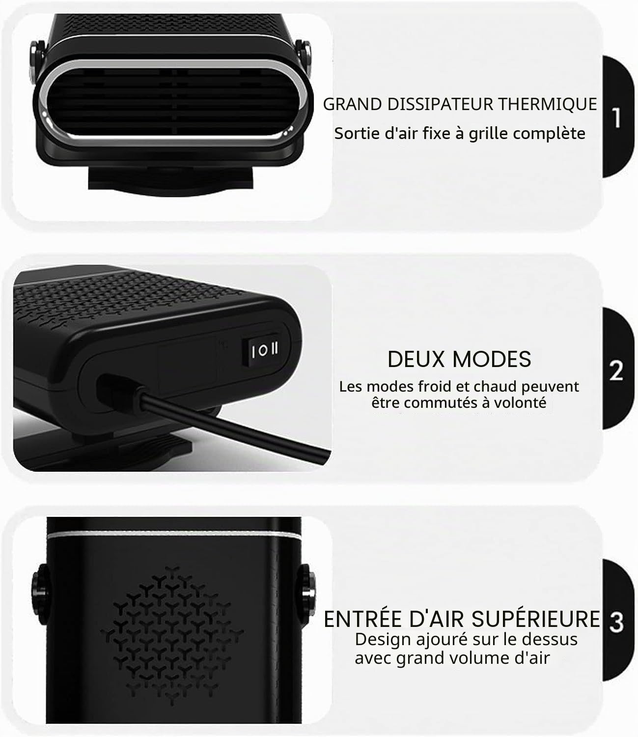 beseloa Chauffage de Voiture 12V 150W 2 en 1 - Portable - avec Base rotative à 360 ° - pour Pare-Brise de Voiture