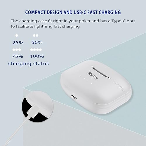 Miniatura 7 de Auriculares inalámbricos con cancelación activa de ruido, auriculares intrauditivos Bluetooth 5.2, auriculares integrados de 4 mics, control táctil,
