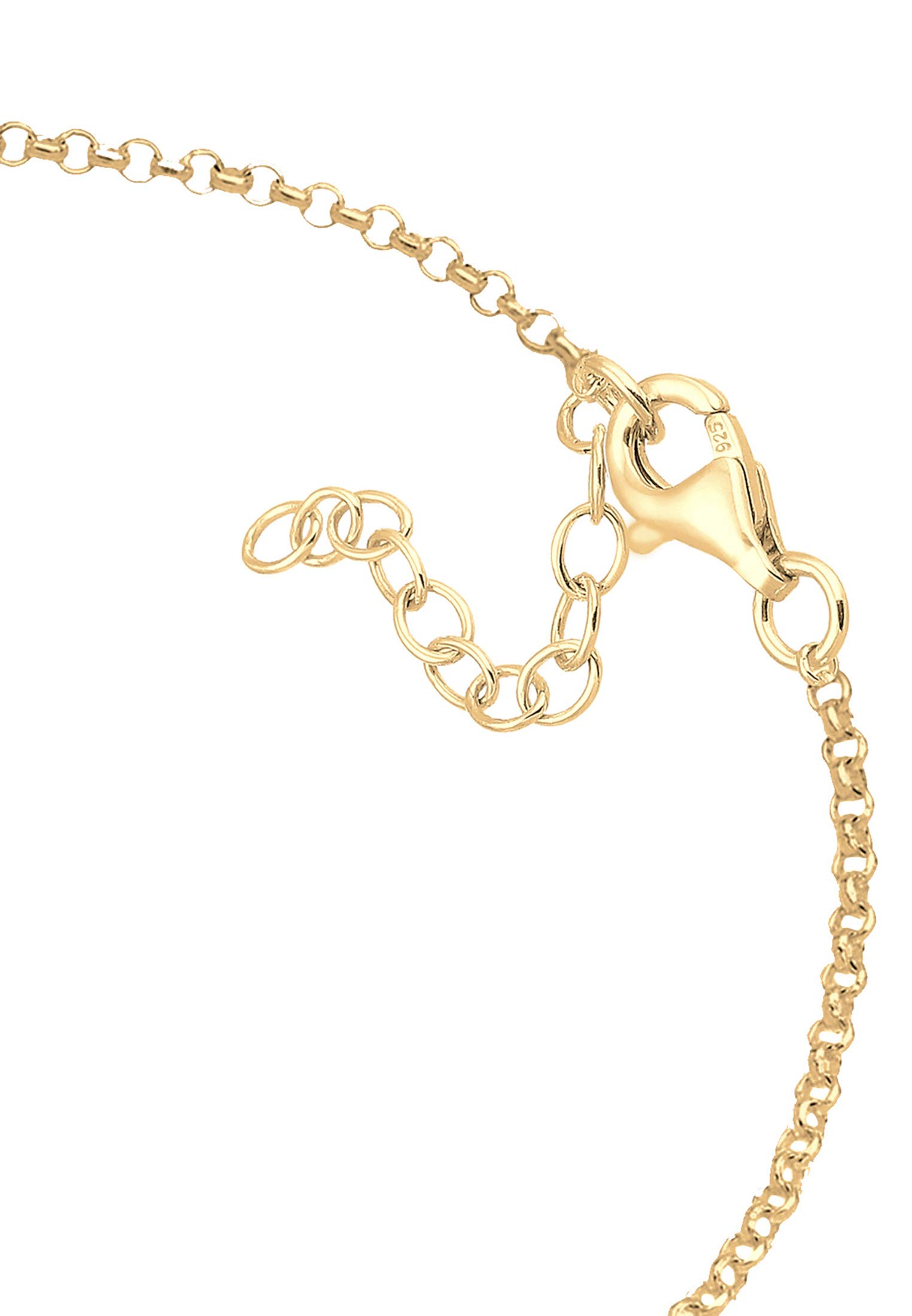 Elli Women's 925 Silver, Gold Plated Crescent Astro Moonstone Bracelet - 16cm length