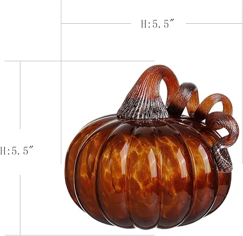 Miniatura 2 de Diamond Star Calabaza grande de cristal soplada a mano de 5 pulgadas con tallo para Halloween, Acción de Gracias, cosecha de otoño, figura dura,