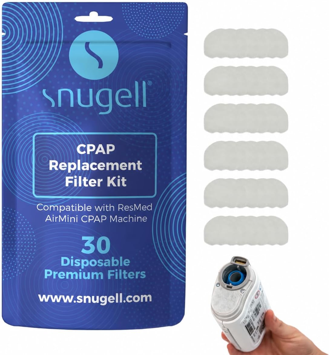 Snugell AirMini CPAP Filters by | Compatible with Resmed AirMini for Travel | CPAP Filters 30-Pack | Made in USA