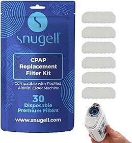 Filtros CPAP AirMini da SnugellTM | Compatível com Resmed AirMini para viagens | Ultrafino e hipoalergênico | Filtros CPAP 30 | Feito nos EUA