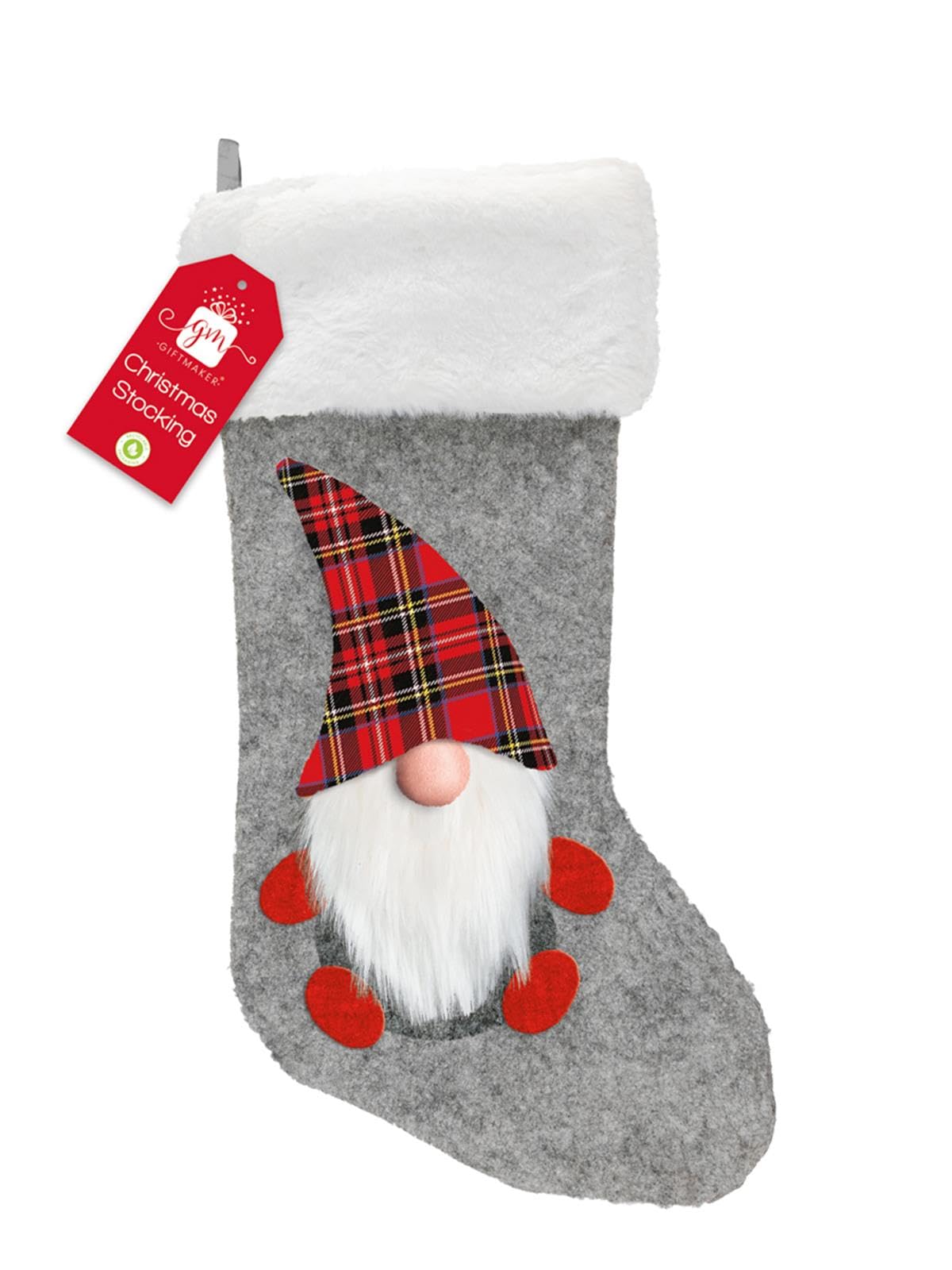 Giftmaker Grey Childrens Novelty Christmas Stocking & White Gonk Design
