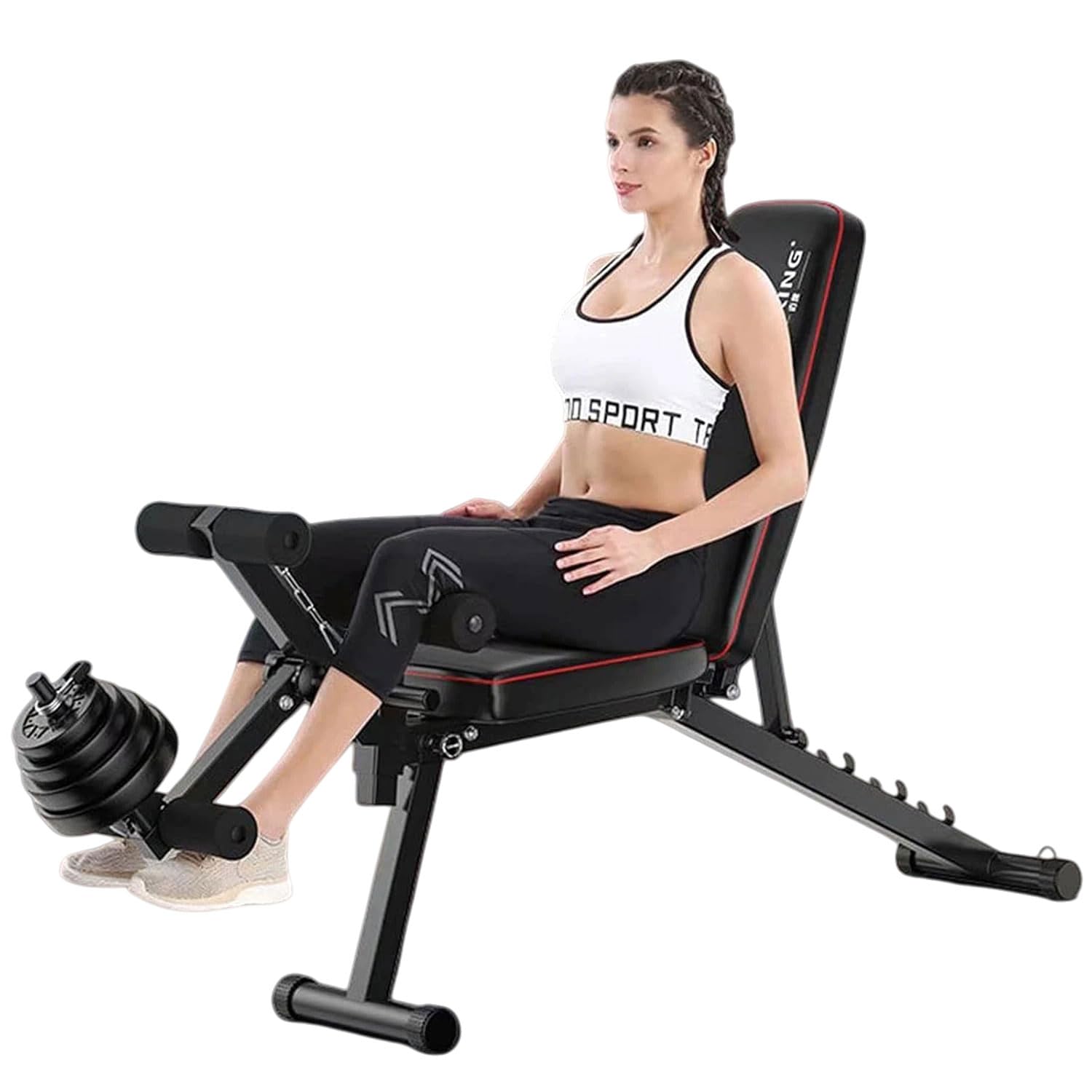 Verstellbare Hantelbank mit Beincurler & Beinstrecker | All in One Trainingsbank für das Home Gym | Schrägbank & Flachbank für Ganzkörper-Krafttraining